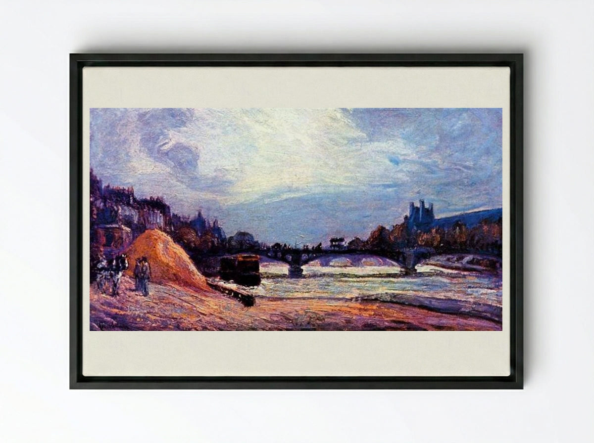 Le Pont des Arts - Armand Guillaumin - Framed Canvas Black