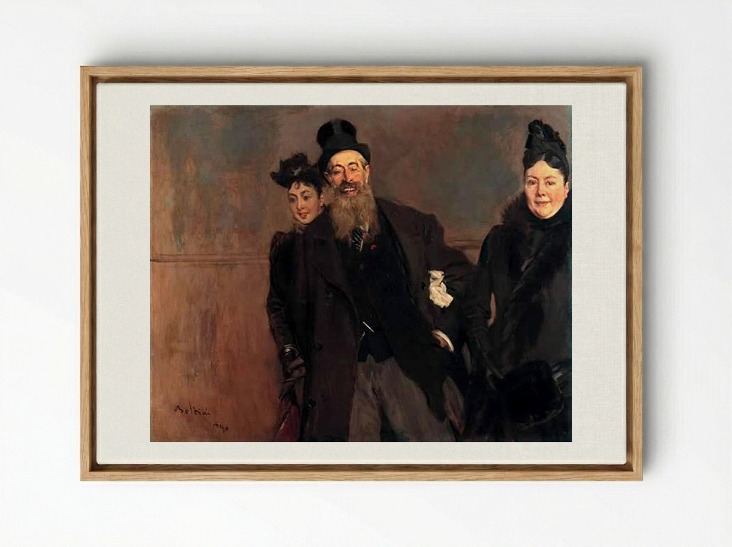 John Lewis Brown with Wife and Daughter - Giovanni Boldini - Framed Canvas Wood
