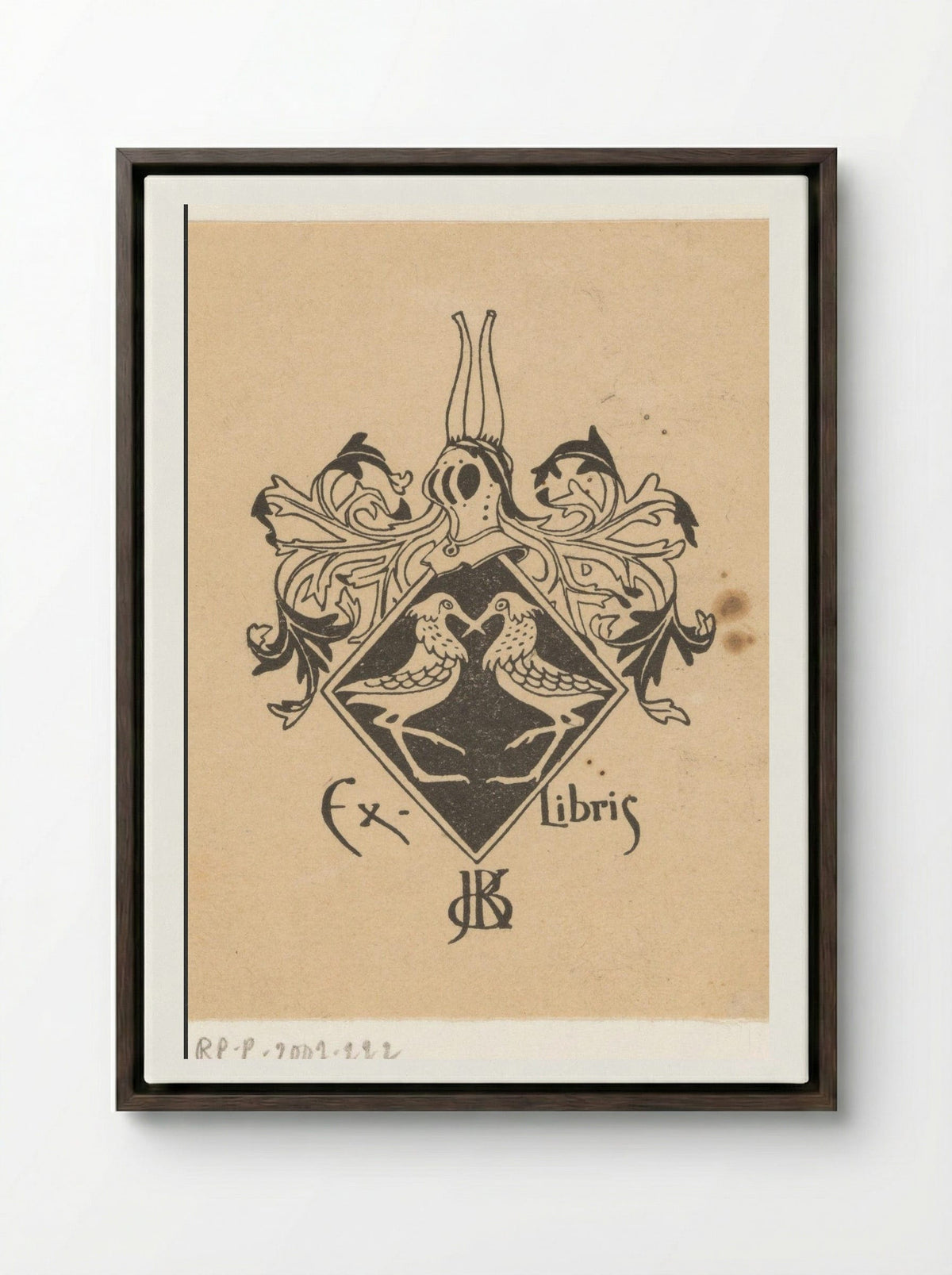 Ex libris voor Jeltje de Bosch Kemper - Gerrit Willem Dijsselhof - Framed Canvas Dark Wood