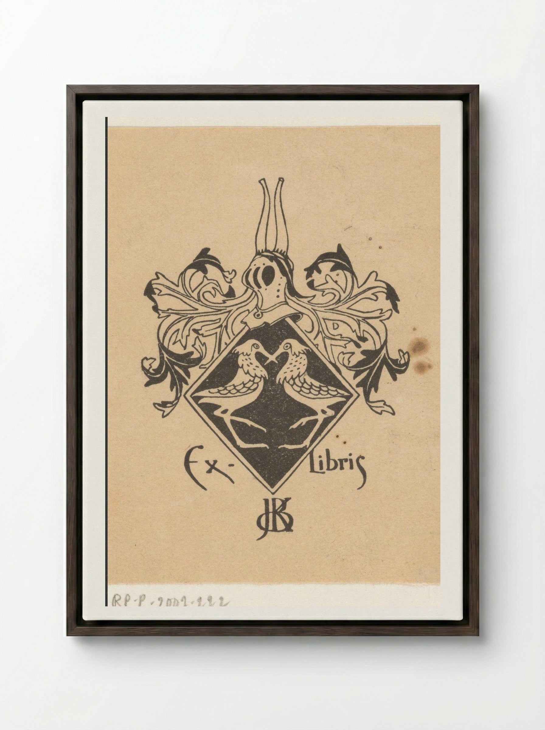Ex libris voor Jeltje de Bosch Kemper - Gerrit Willem Dijsselhof - Framed Canvas Dark Wood