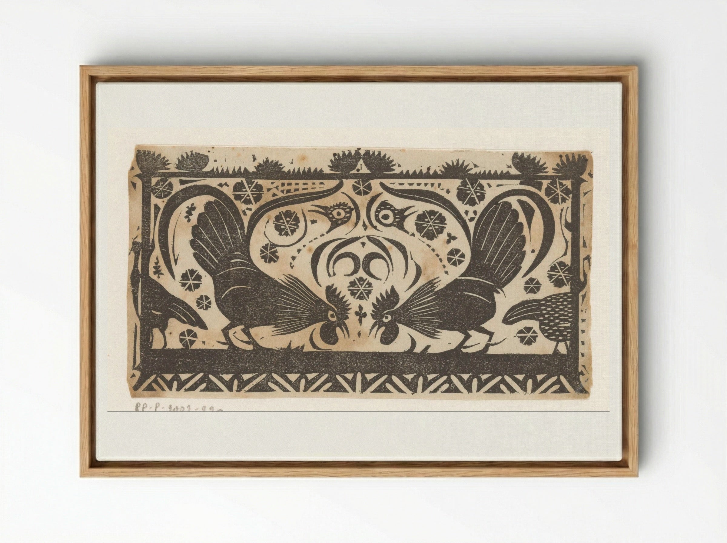 Titelhoofd met hanen - Gerrit Willem Dijsselhof - Framed Canvas Wood