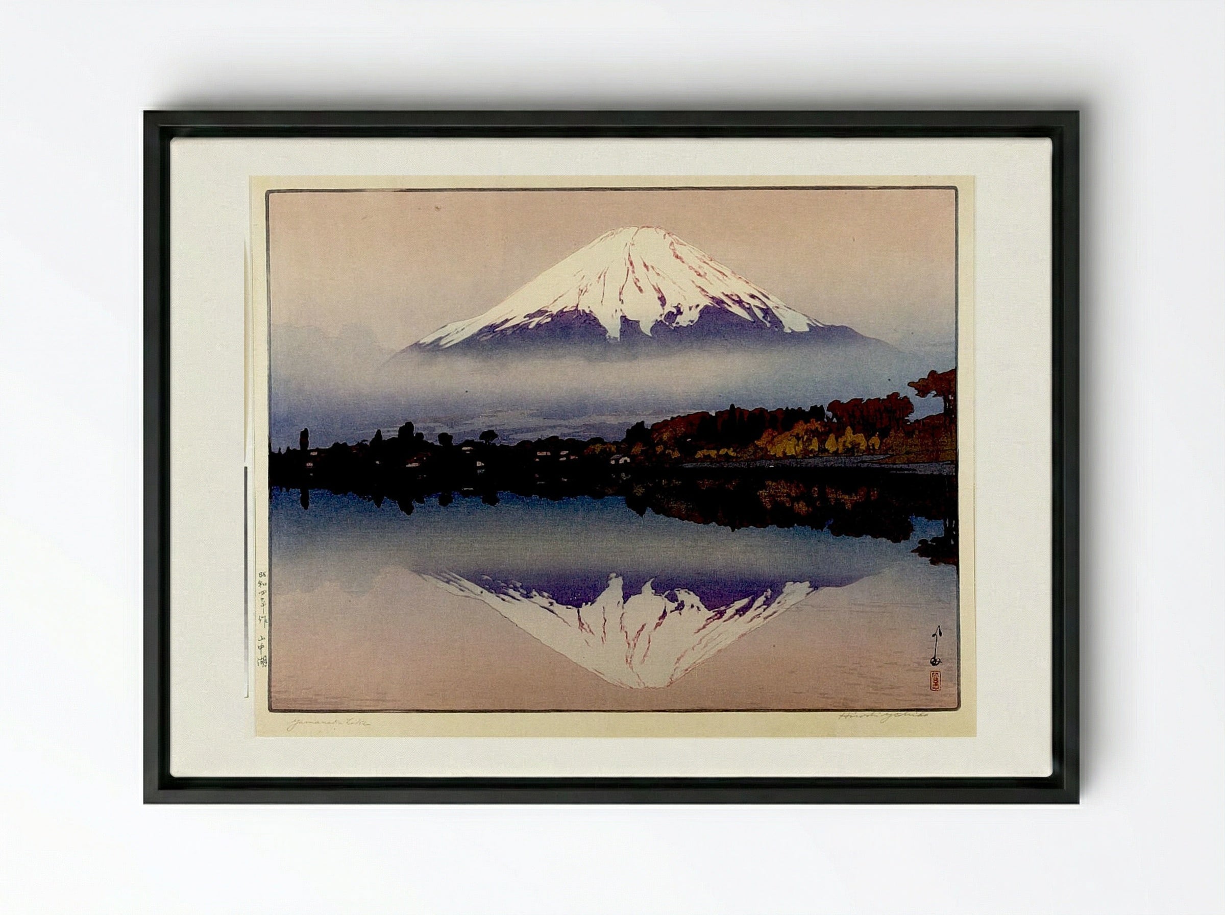 Yamanaka Lake (Yamanaka-ko) - Yoshida Hiroshi - Framed Canvas Black