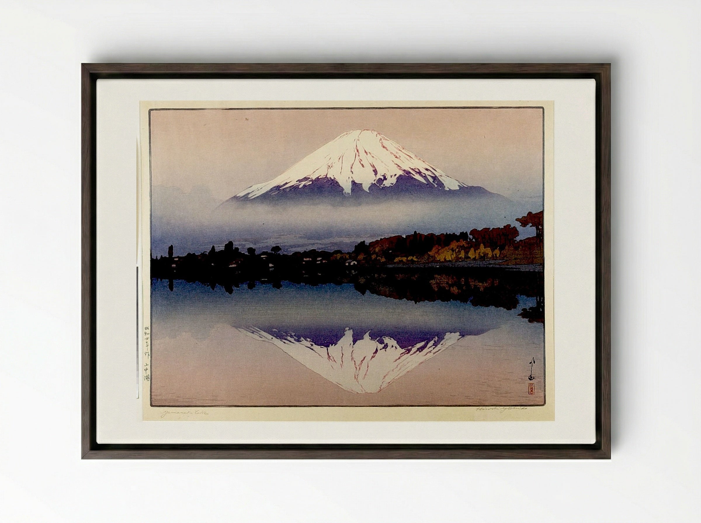 Yamanaka Lake (Yamanaka-ko) - Yoshida Hiroshi - Framed Canvas Dark Wood
