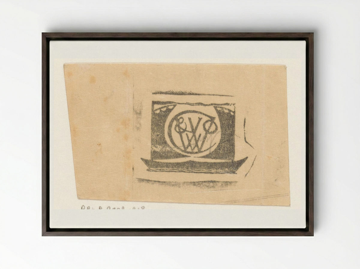 Ex libris voor E.J. van Wisselingh & Co - Gerrit Willem Dijsselhof - Framed Canvas Dark Wood