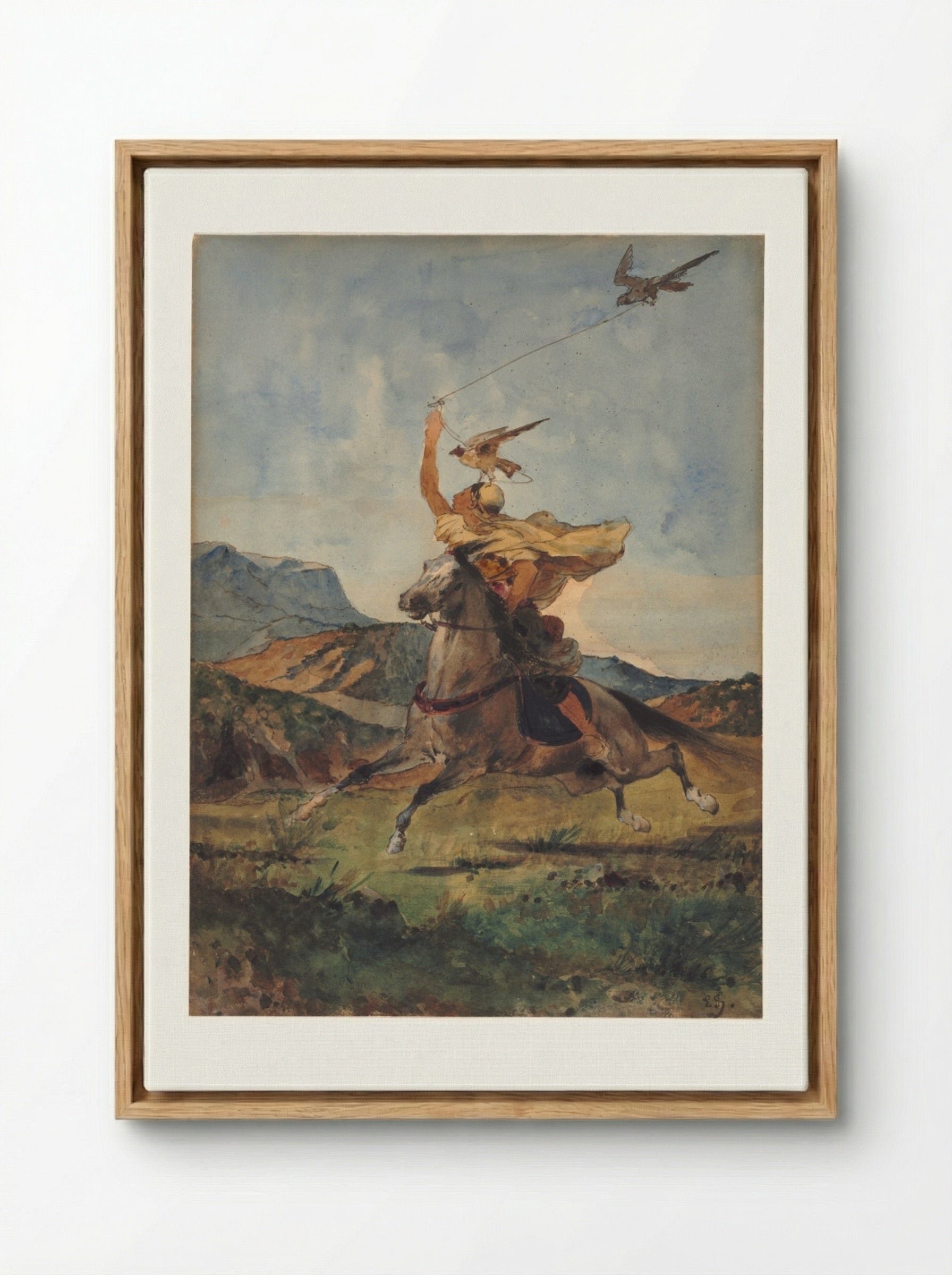 The Falconer - Eugène Fromentin - Framed Canvas Wood