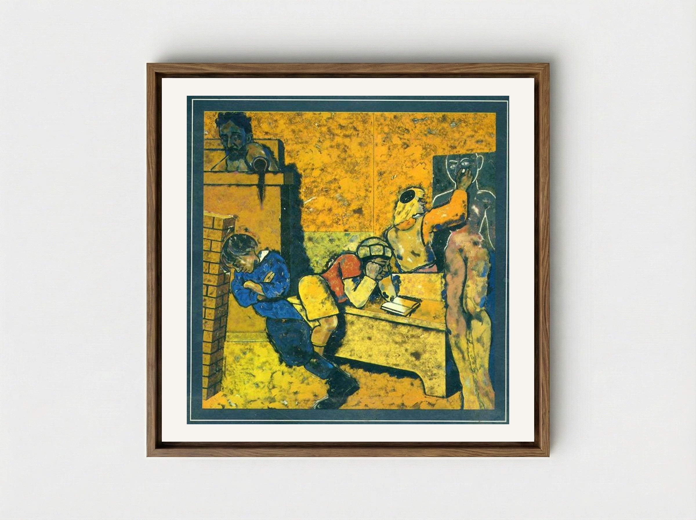 The Jewish School (Drawing a Golem) - R. B. Kitaj - Framed Canvas Wood