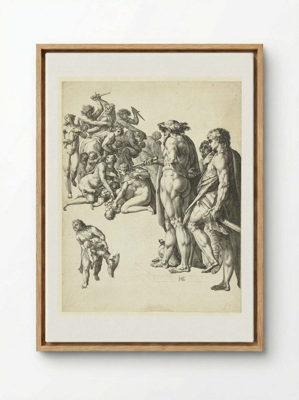 The Massacre of the Innocents - Hendrick Goltzius - Framed Canvas Wood