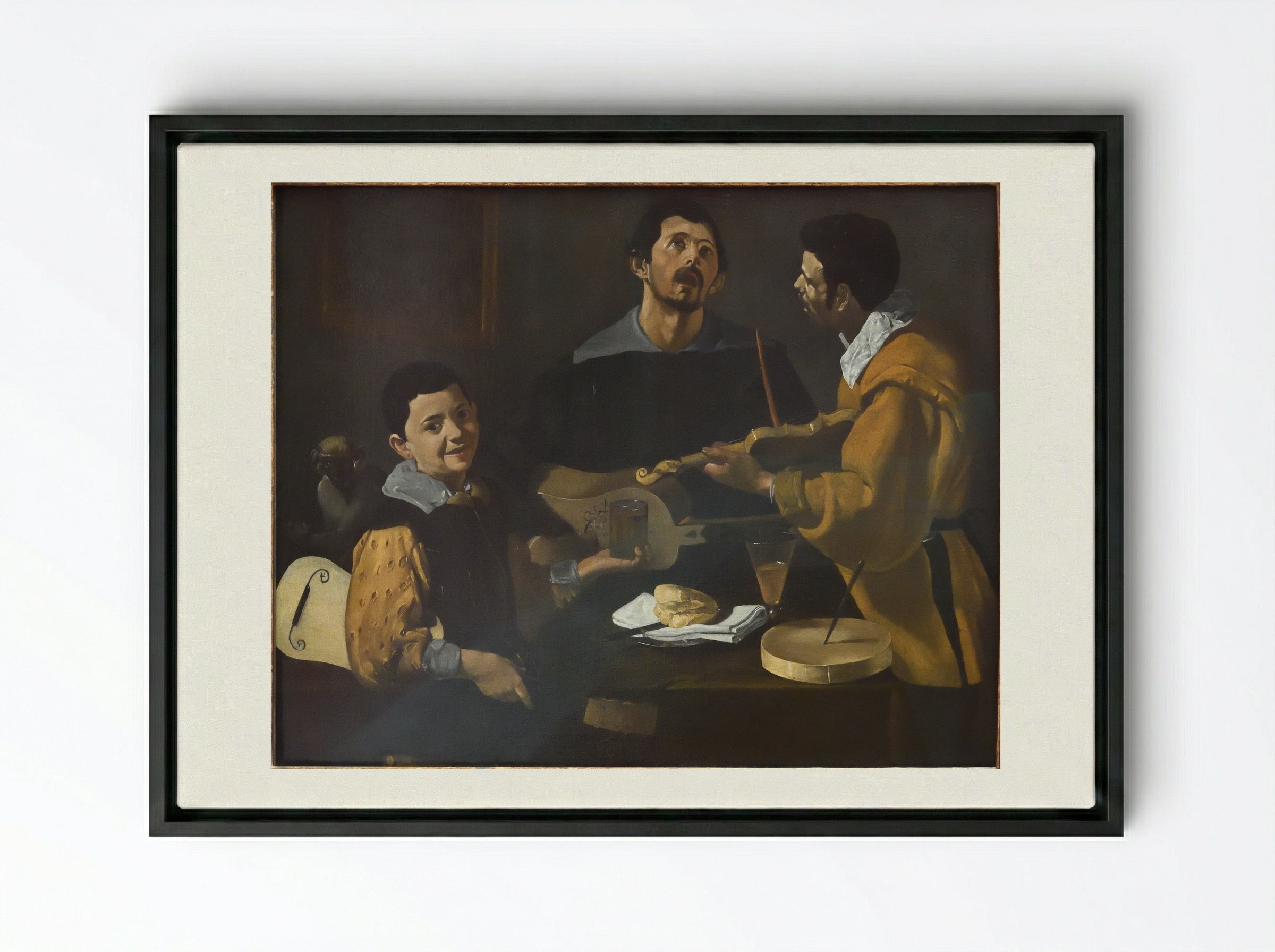 Three Musicians - Diego Velázquez - Framed Canvas Black
