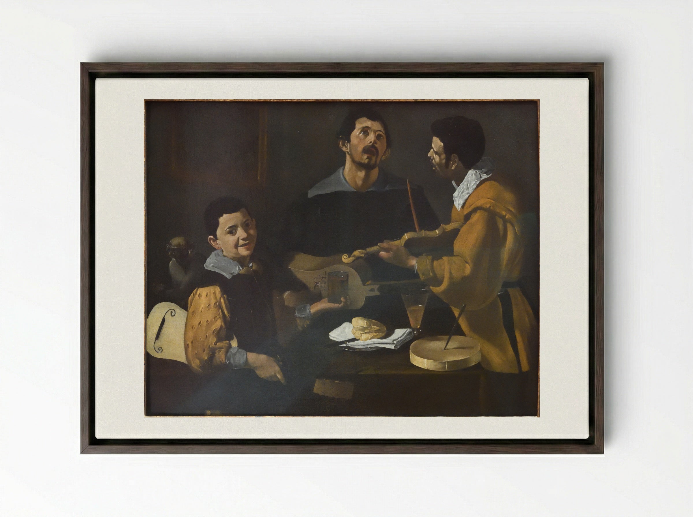 Three Musicians - Diego Velázquez - Framed Canvas Dark Wood