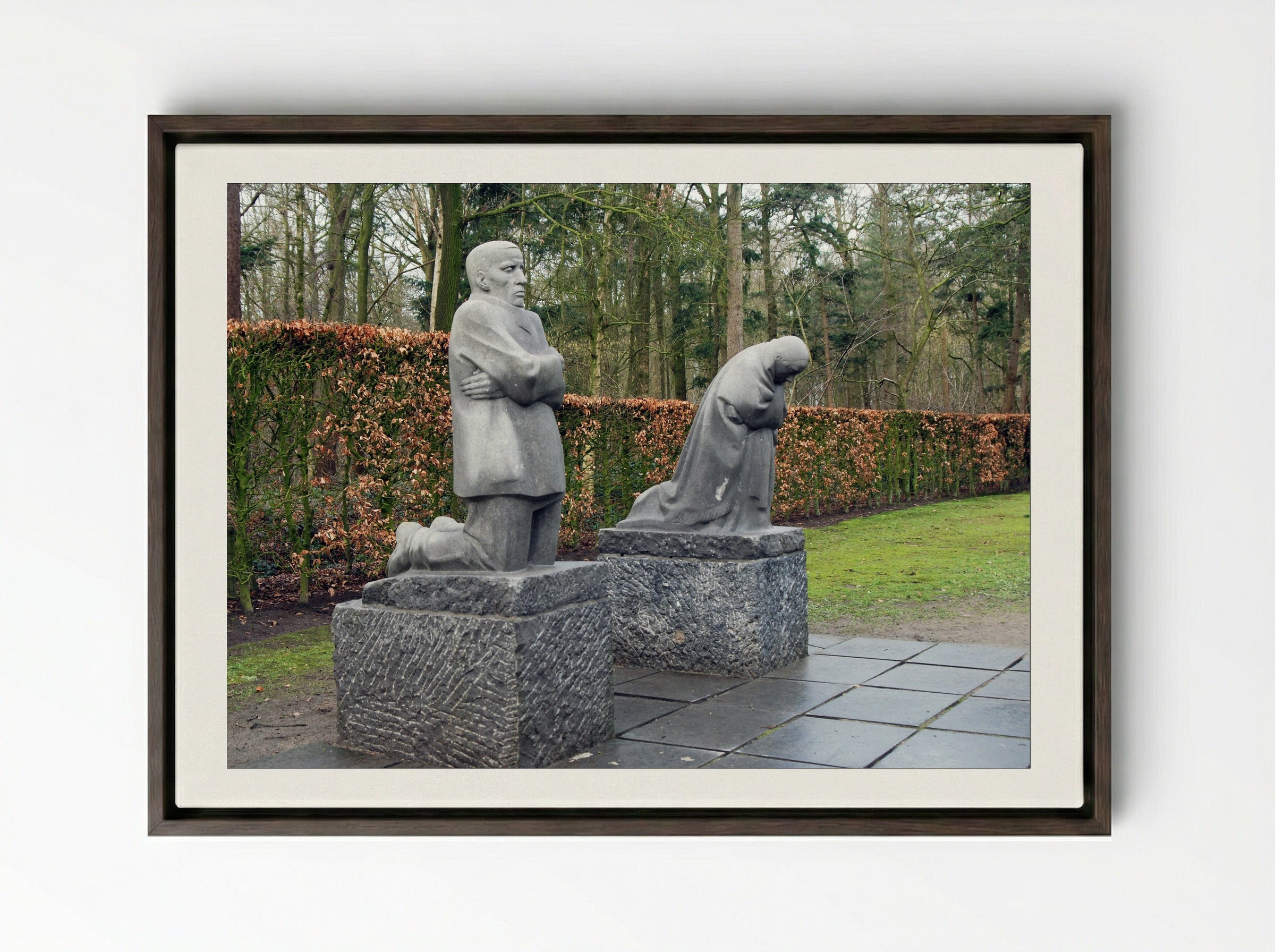 The Parents - Käthe Kollwitz - Framed Canvas Dark Wood