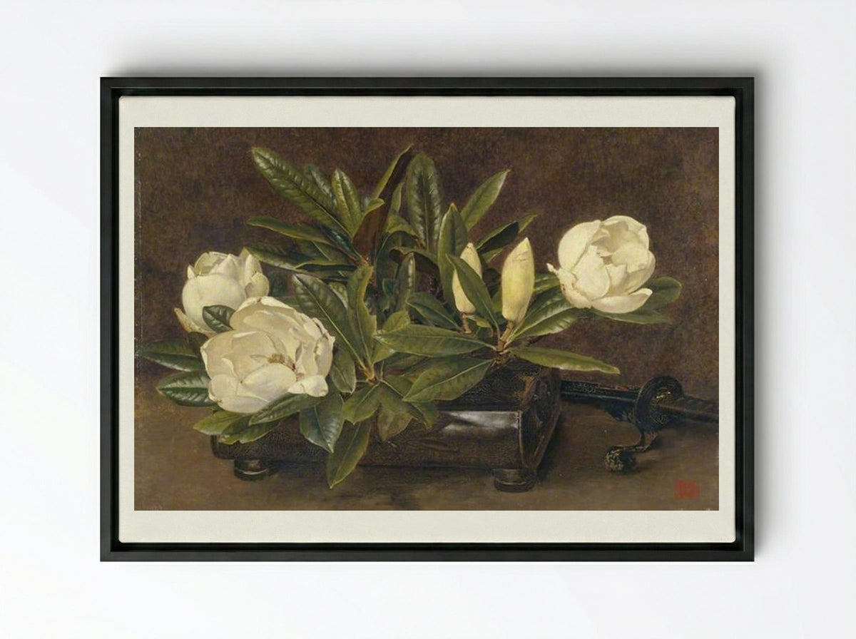 Magnolias - Alfred Parsons - Framed Canvas Black