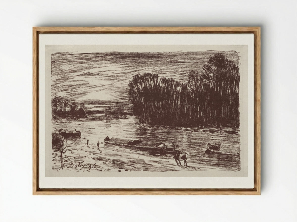 Bords du Loing, près Saint-Mammès - Alfred Sisley - Framed Canvas Wood
