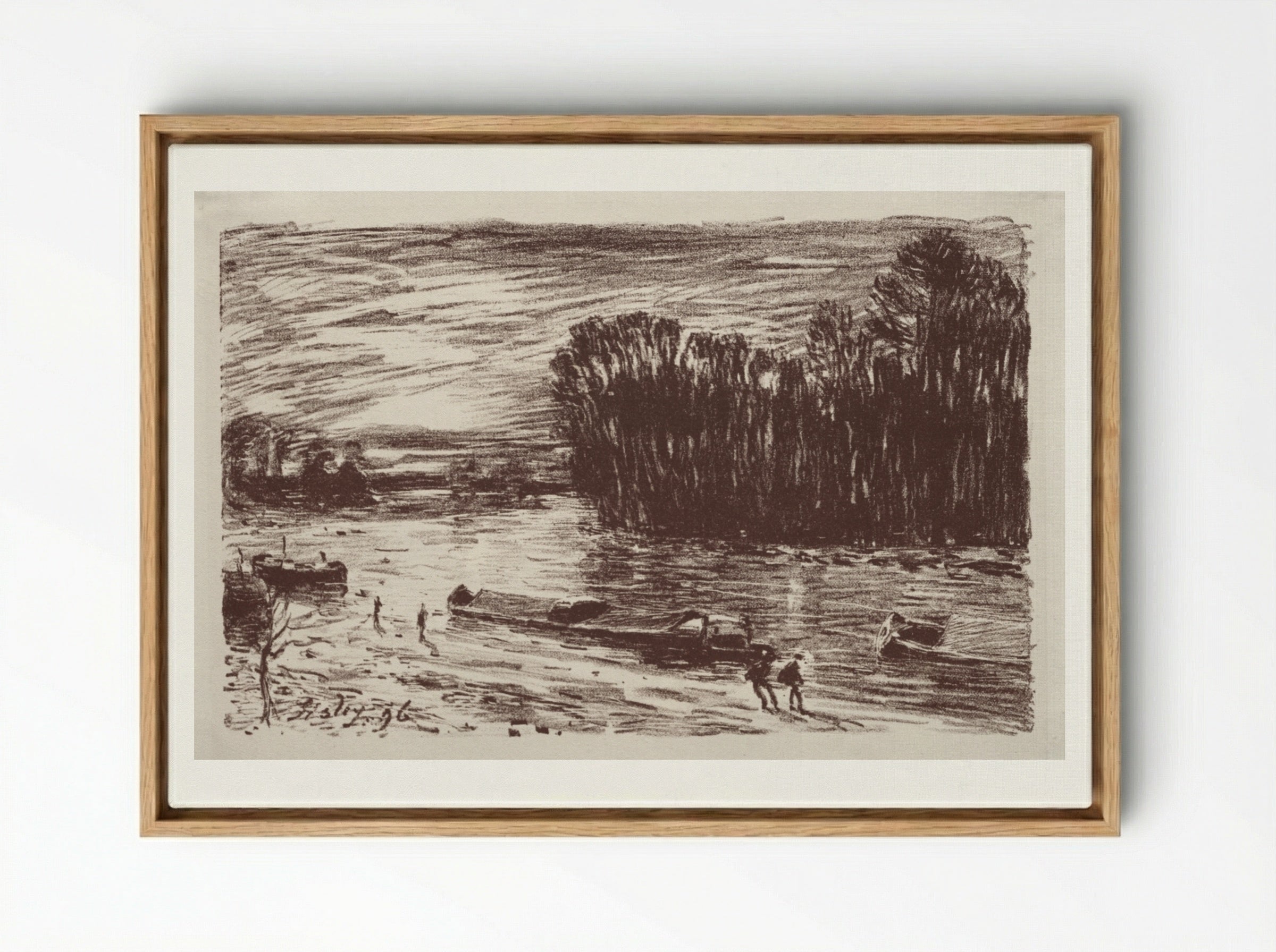Bords du Loing, près Saint-Mammès - Alfred Sisley - Framed Canvas Wood