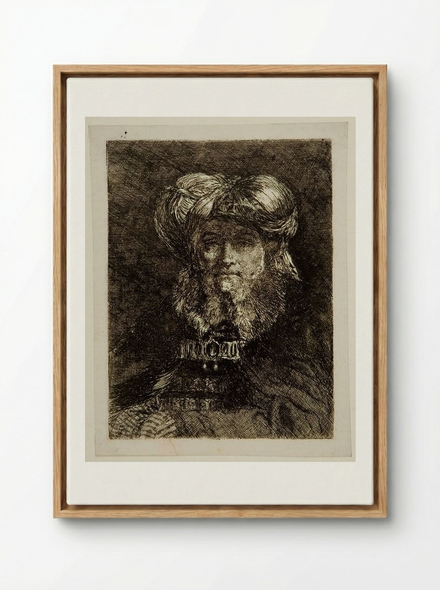 Old Man in the Manner of Rembrandt - Giovanni Domenico Tiepolo - Framed Canvas Wood