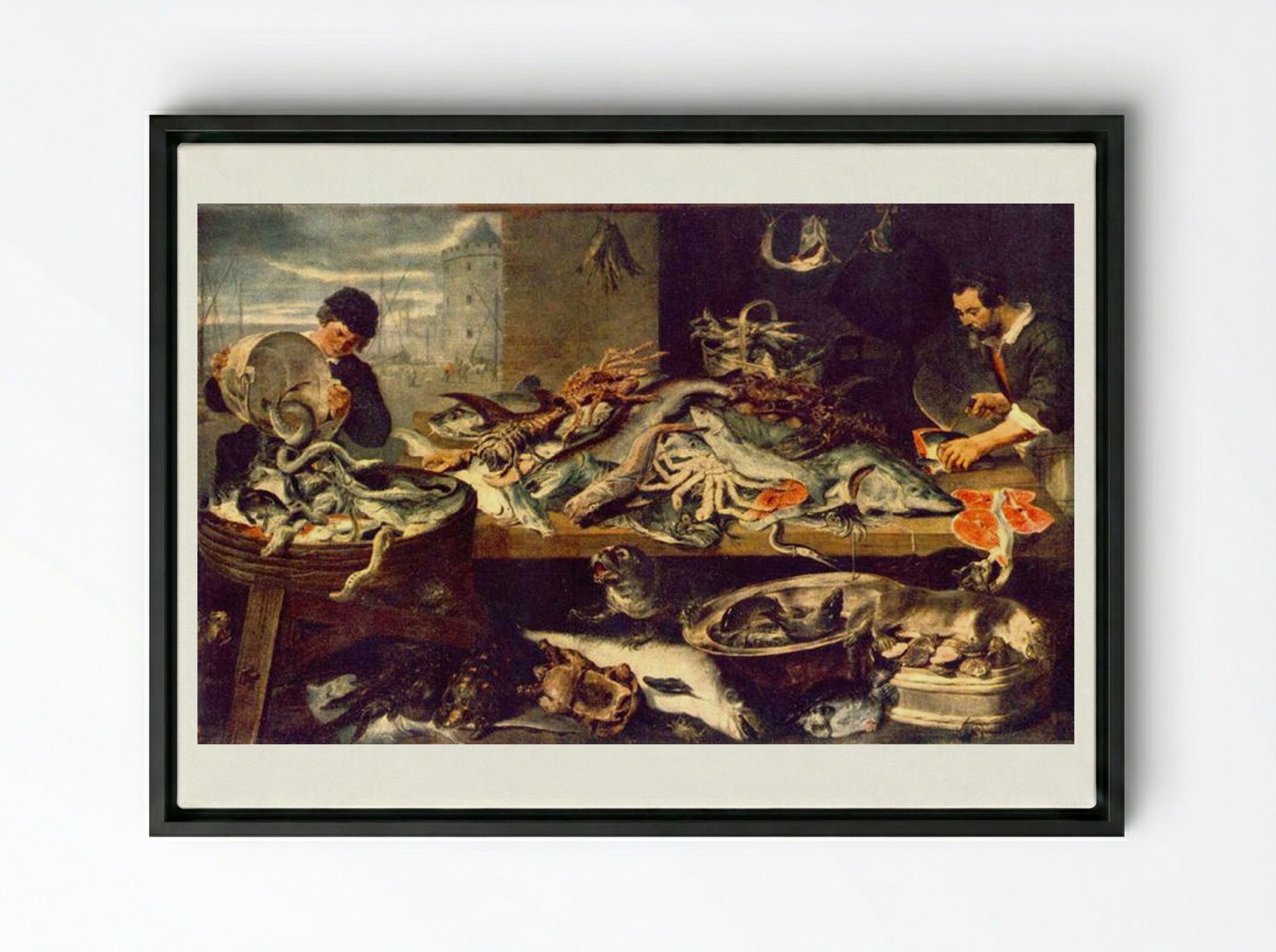 Fish Shop - Frans Snyders - Framed Canvas Black