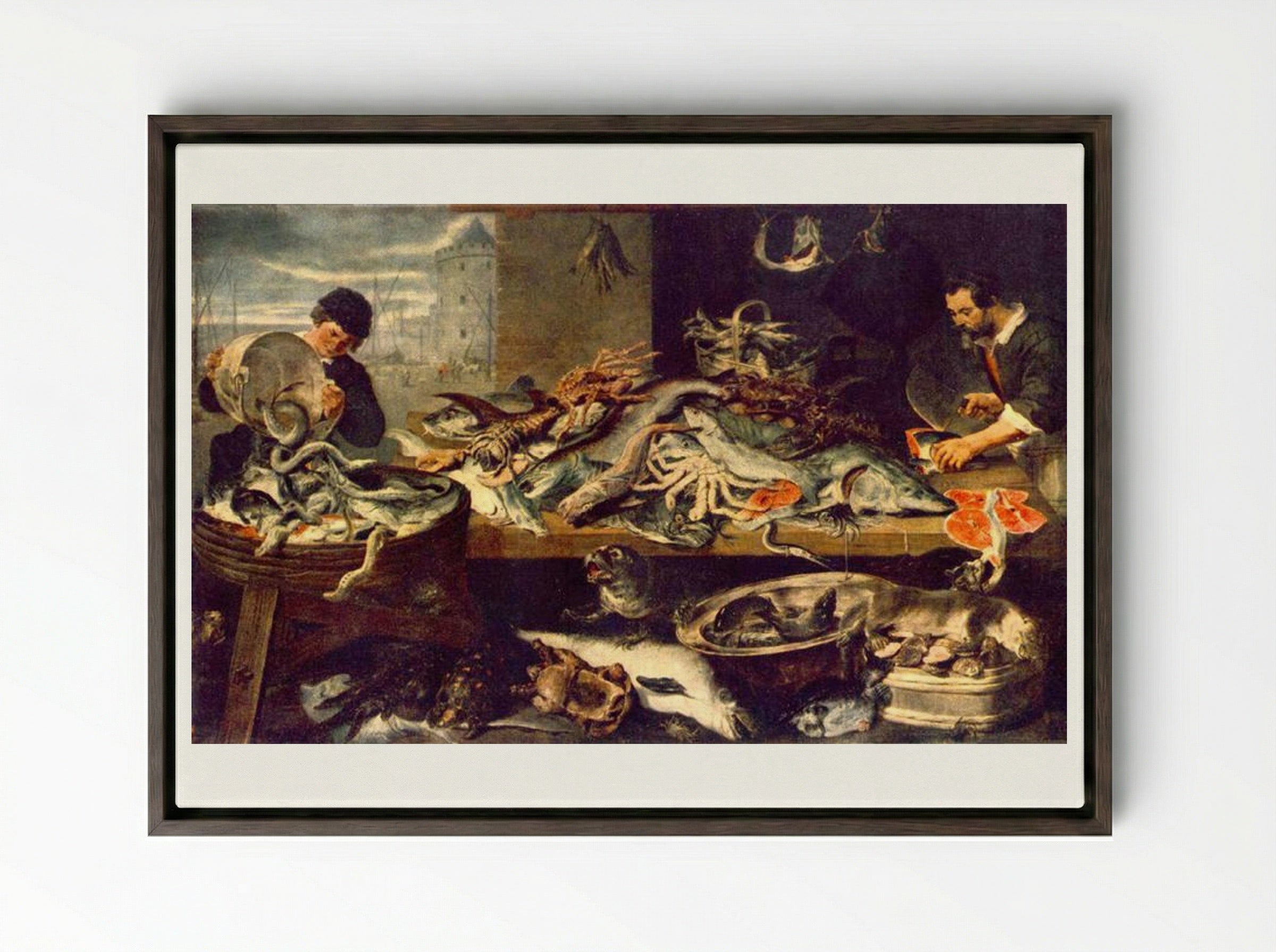 Fish Shop - Frans Snyders - Framed Canvas Dark Wood