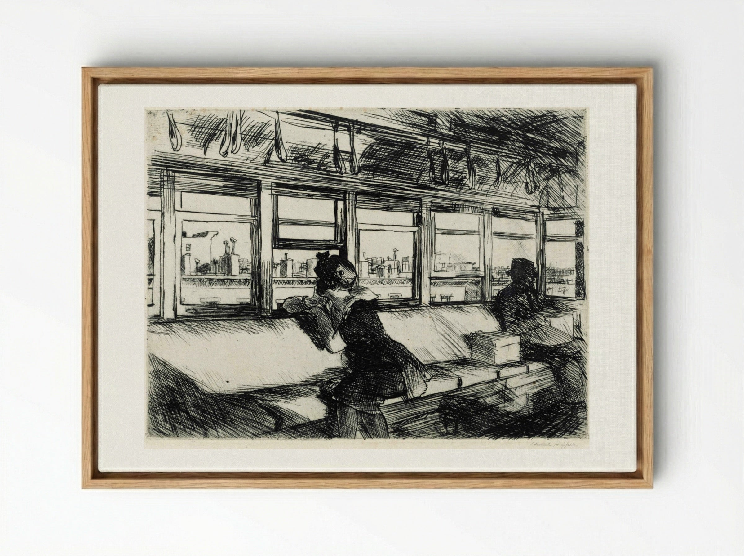 The El Station - Edward Hopper - Framed Canvas Wood