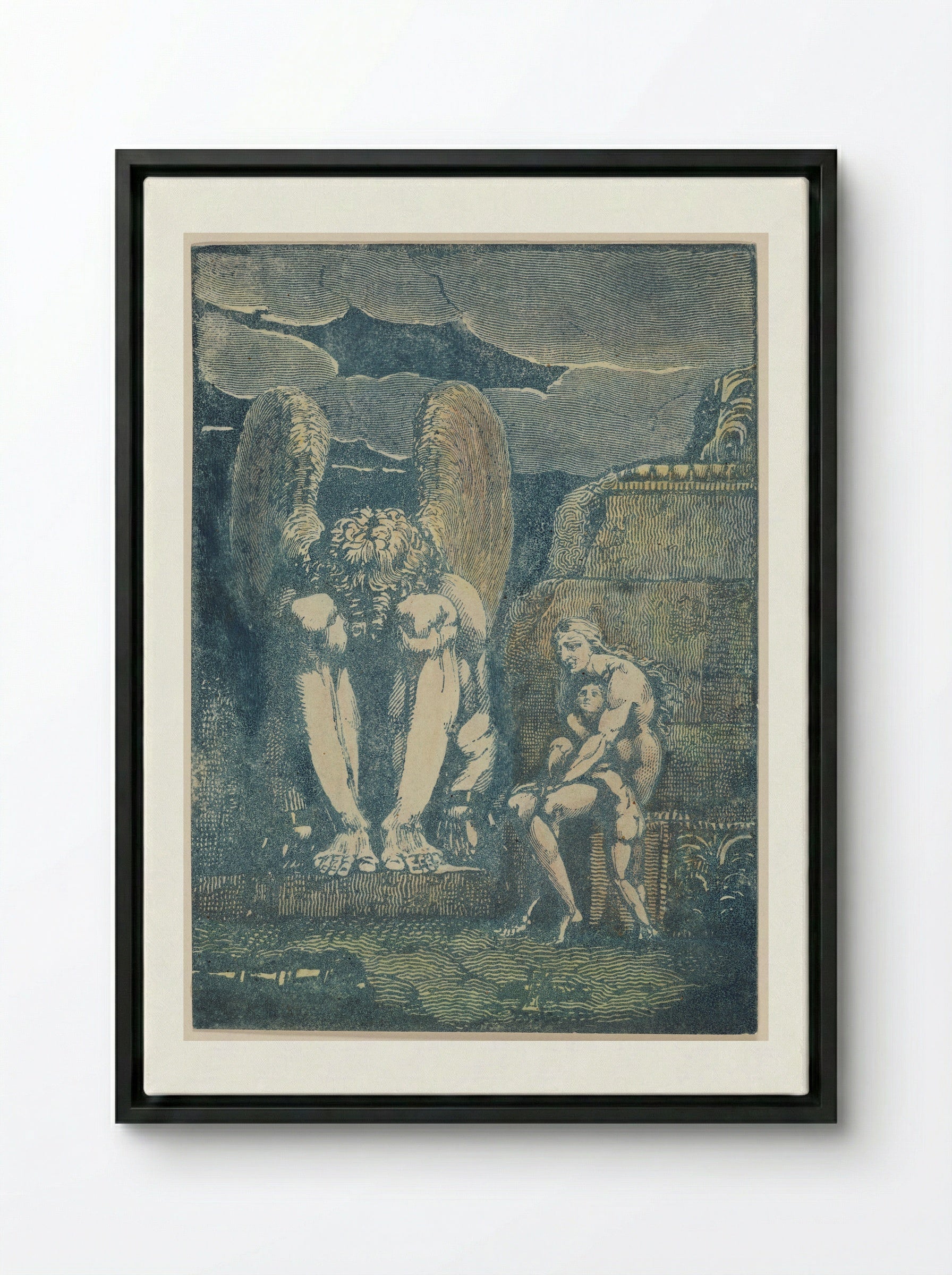 Frontispiece for America a Prophecy - William Blake - Framed Canvas Black