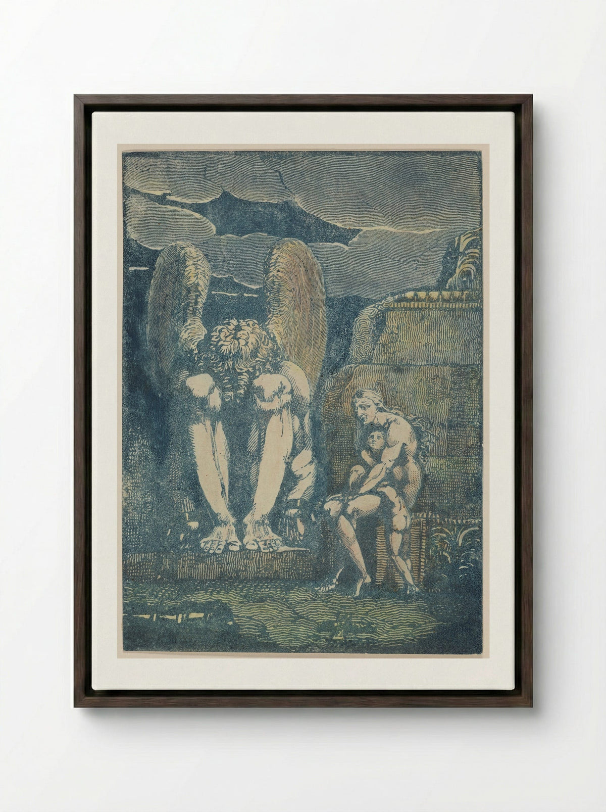 Frontispiece for America a Prophecy - William Blake - Framed Canvas Dark Wood