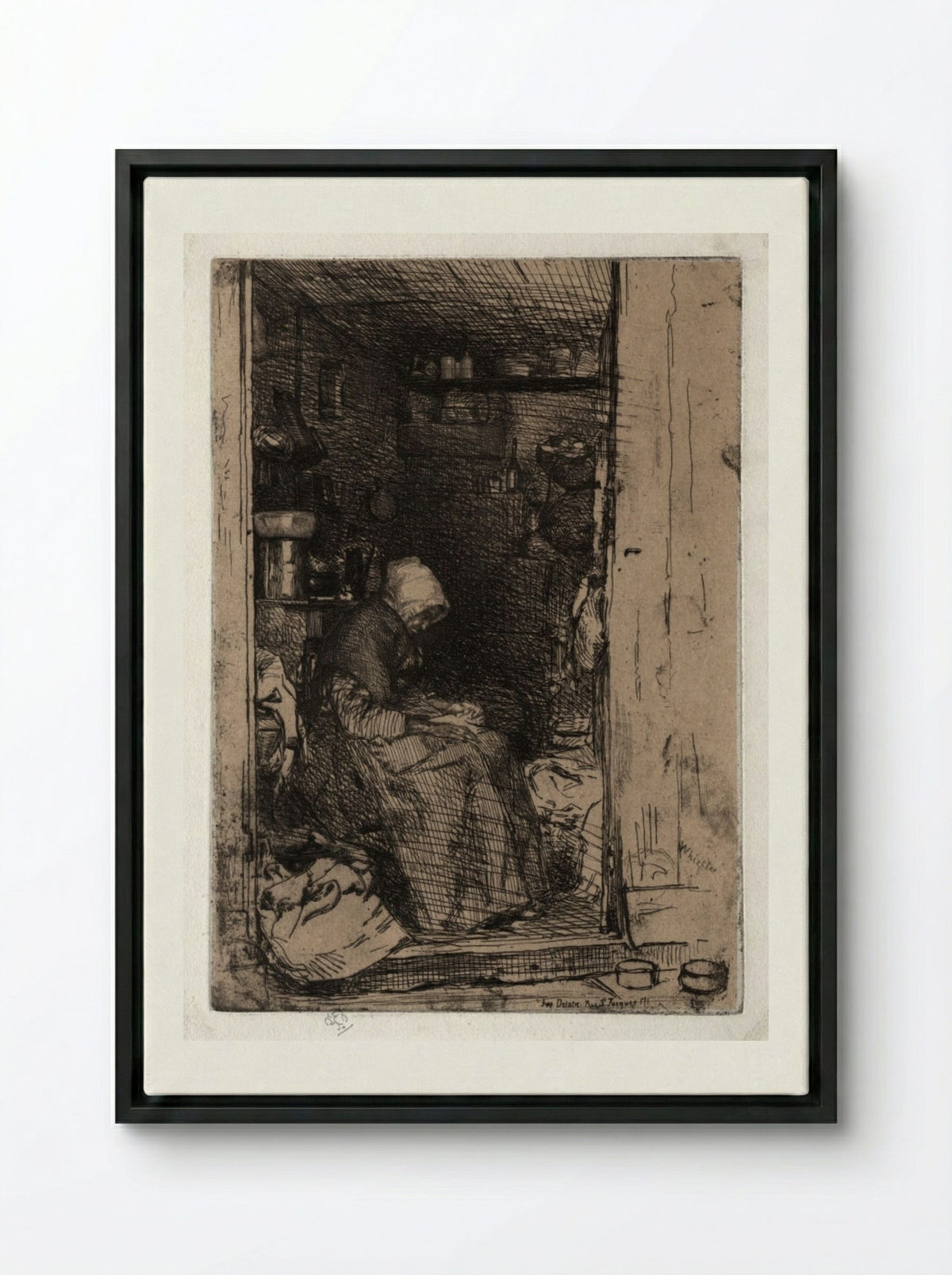 The Old Rag Woman - James McNeill Whistler - Framed Canvas Black