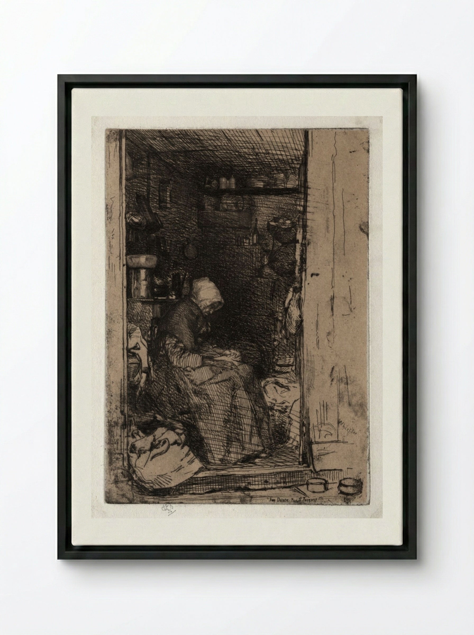 The Old Rag Woman - James McNeill Whistler - Framed Canvas Black