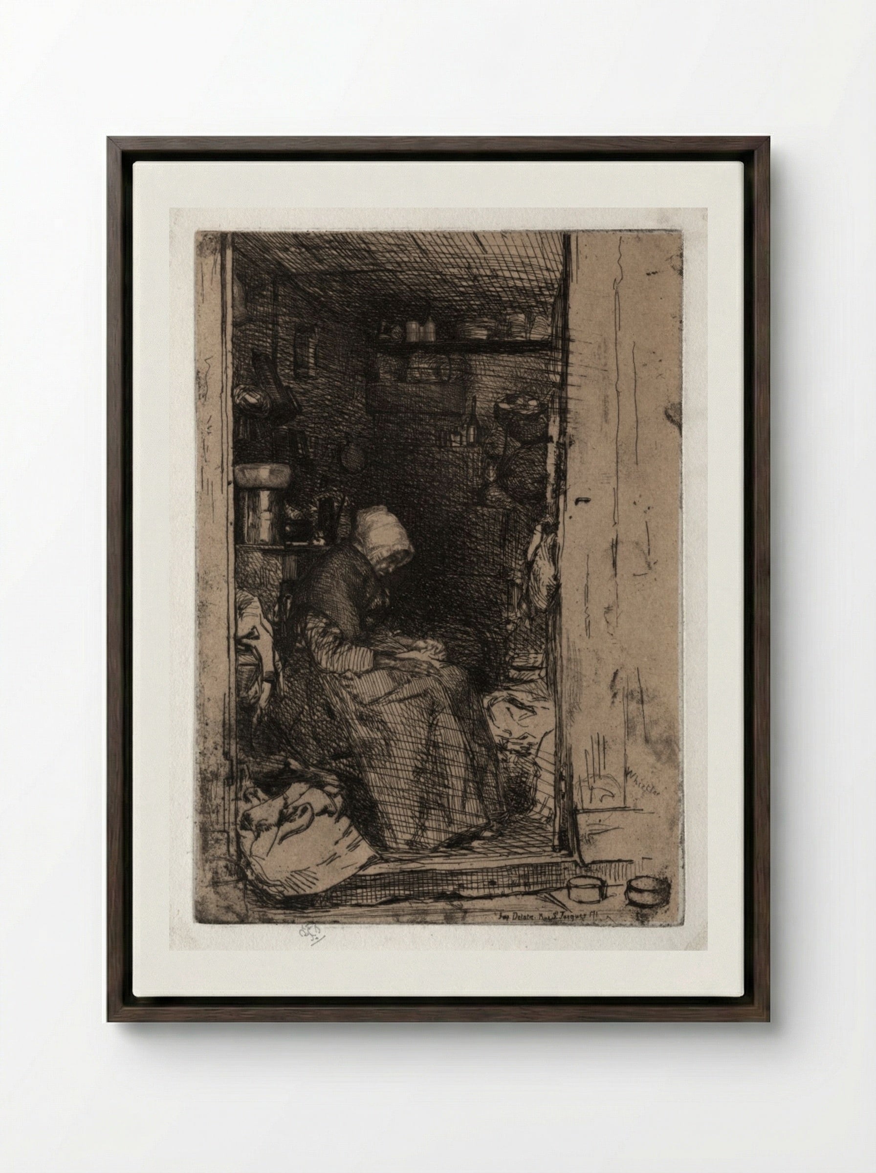 The Old Rag Woman - James McNeill Whistler - Framed Canvas Dark Wood