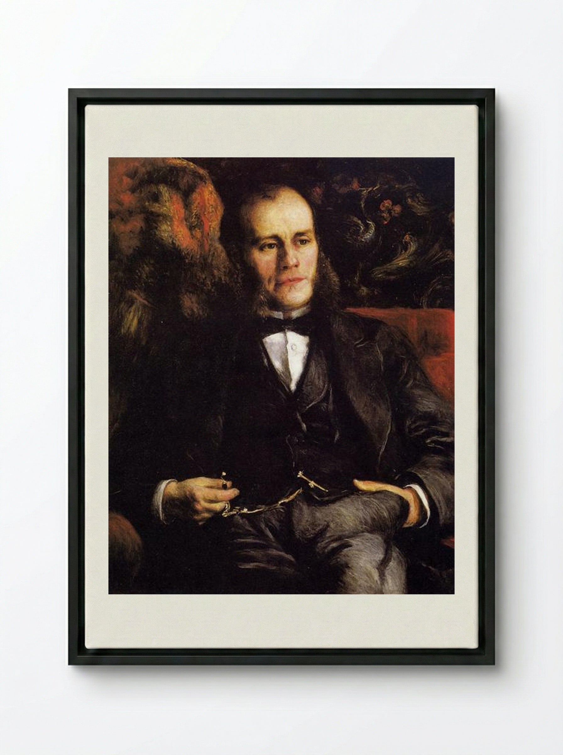 Portrait of Pierre Henri Renoir - Pierre-Auguste Renoir - Framed Canvas Black