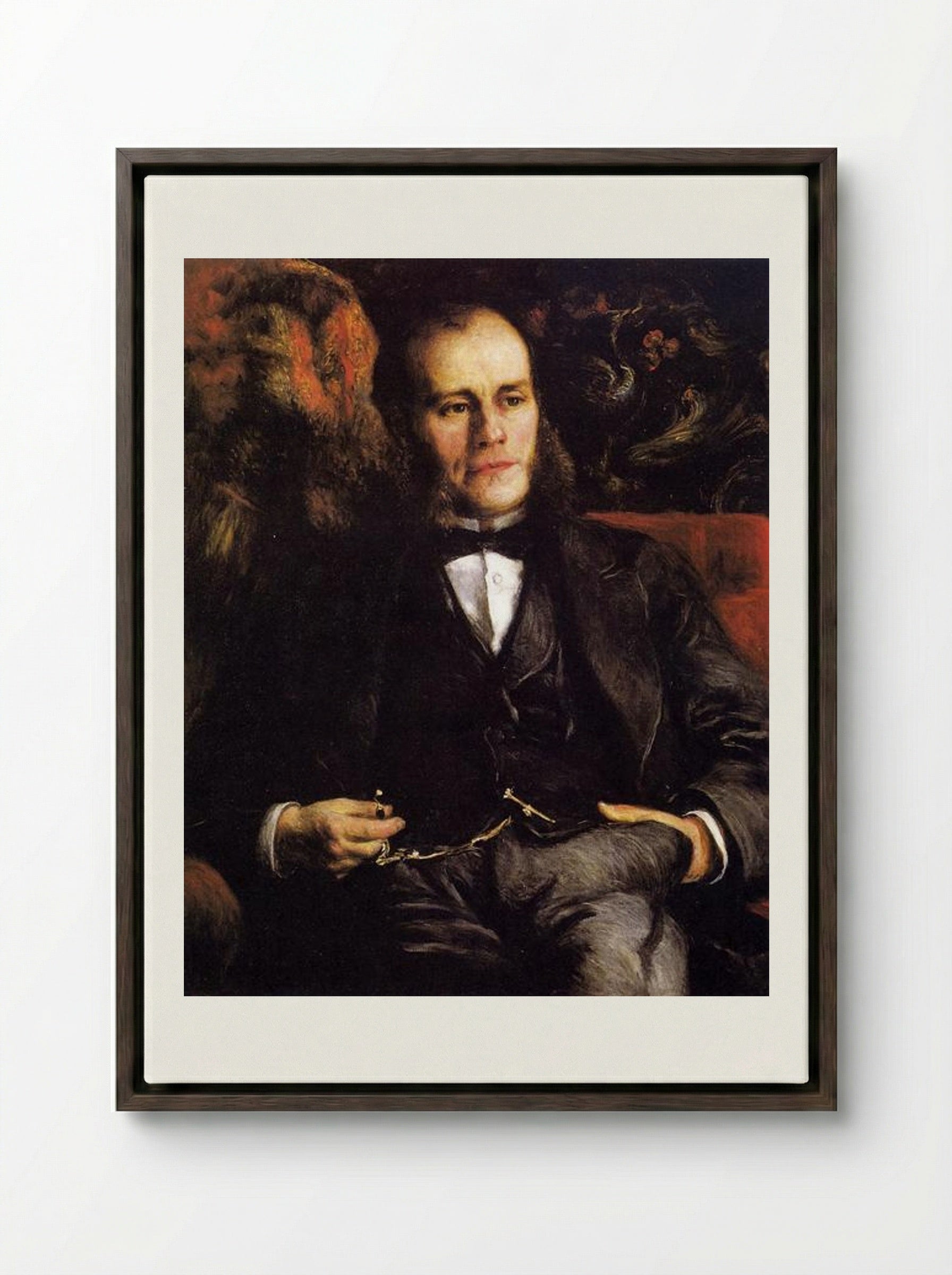 Portrait of Pierre Henri Renoir - Pierre-Auguste Renoir - Framed Canvas Dark Wood