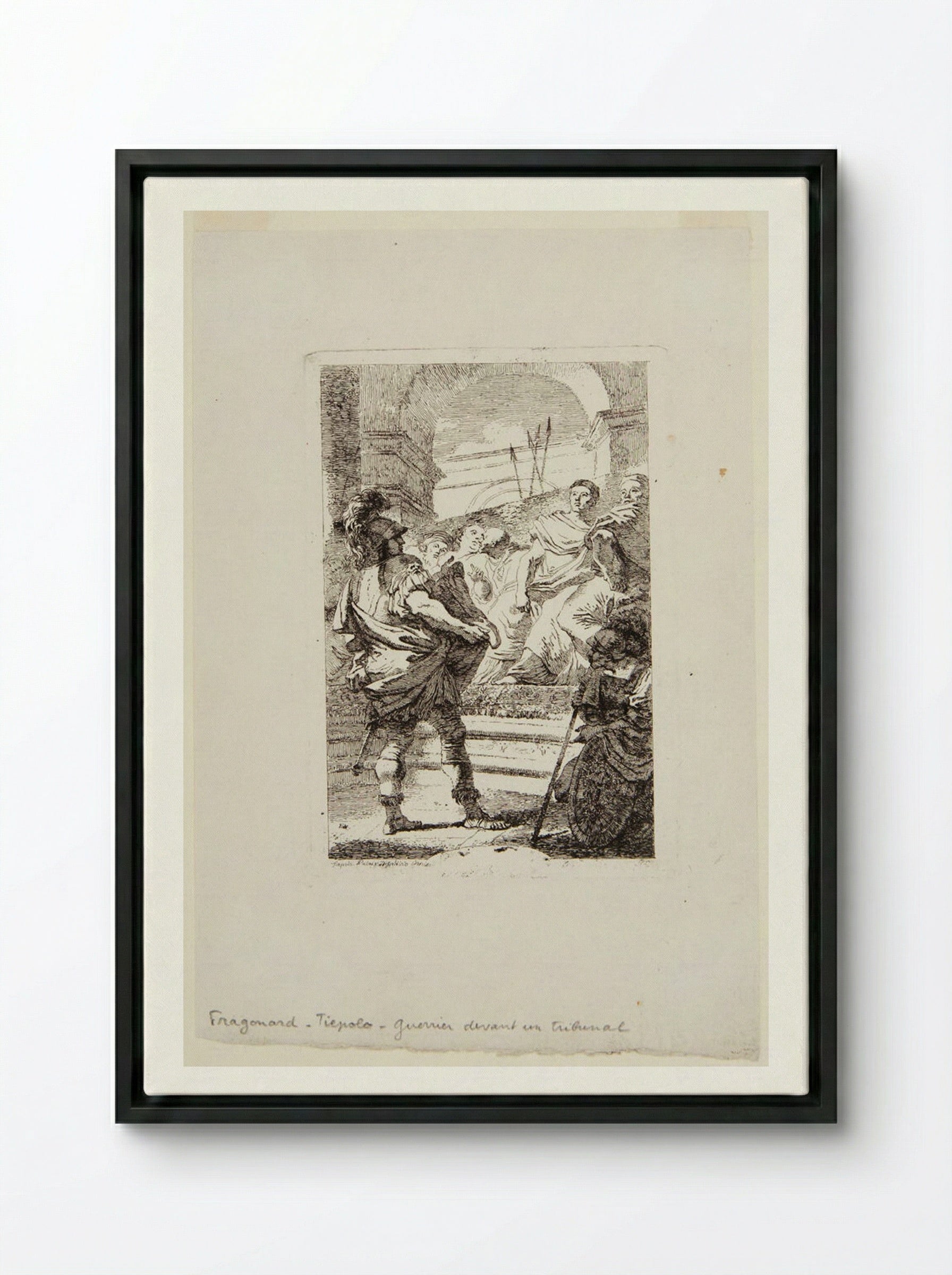 Warrior Before a Tribunal - Jean-Honoré Fragonard - Framed Canvas Black