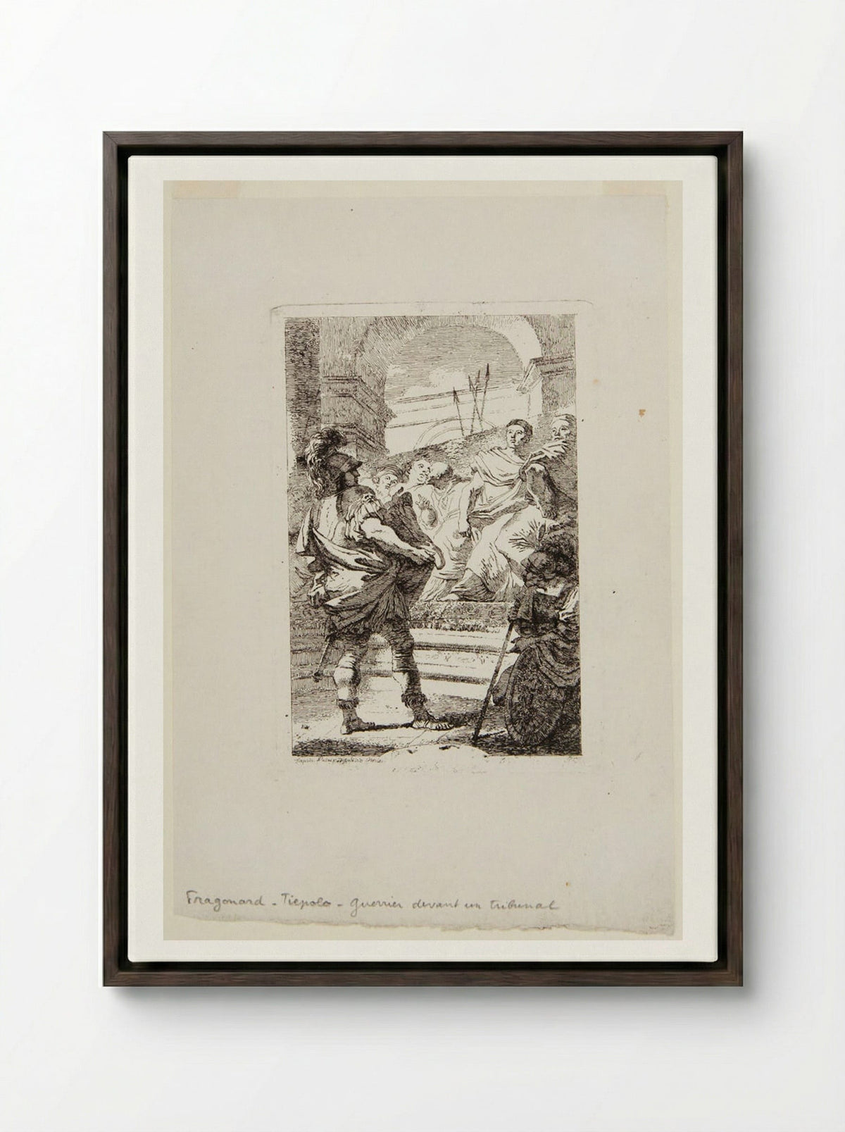 Warrior Before a Tribunal - Jean-Honoré Fragonard - Framed Canvas Dark Wood