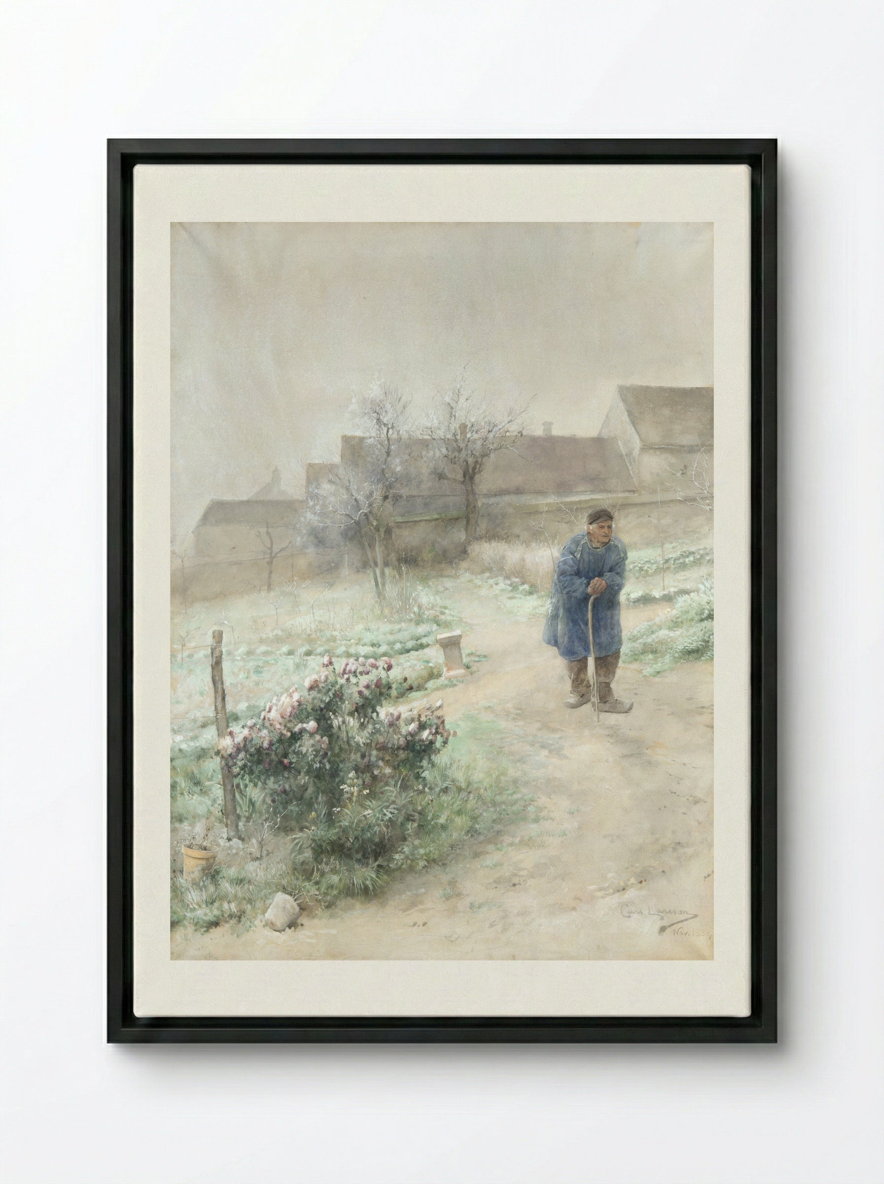 November - Carl Larsson - Framed Canvas Black
