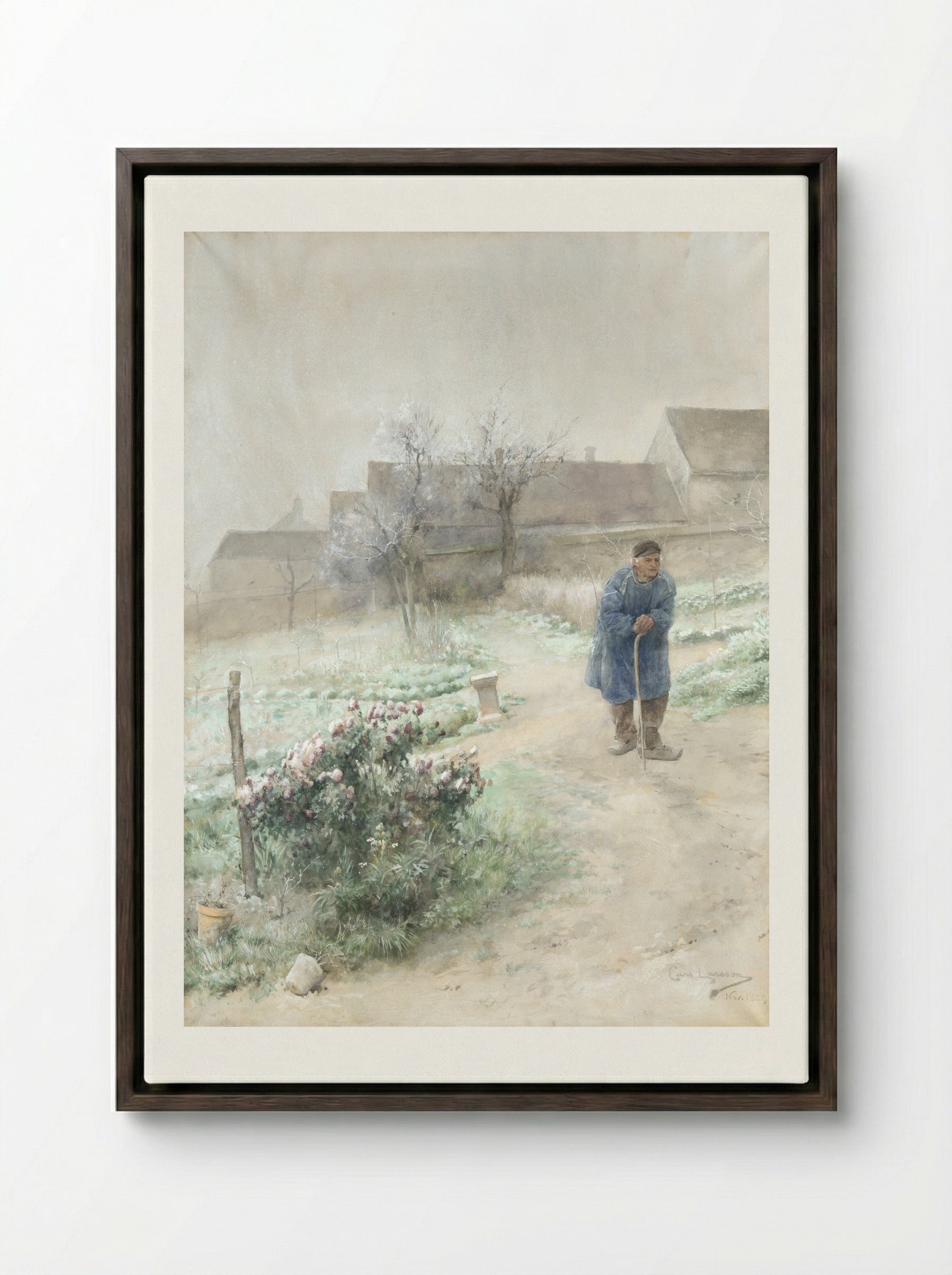 November - Carl Larsson - Framed Canvas Dark Wood