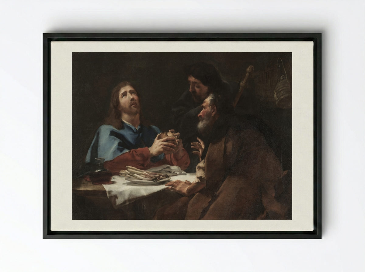 The Supper at Emmaus - Giovanni Battista Piazzetta - Framed Canvas Black