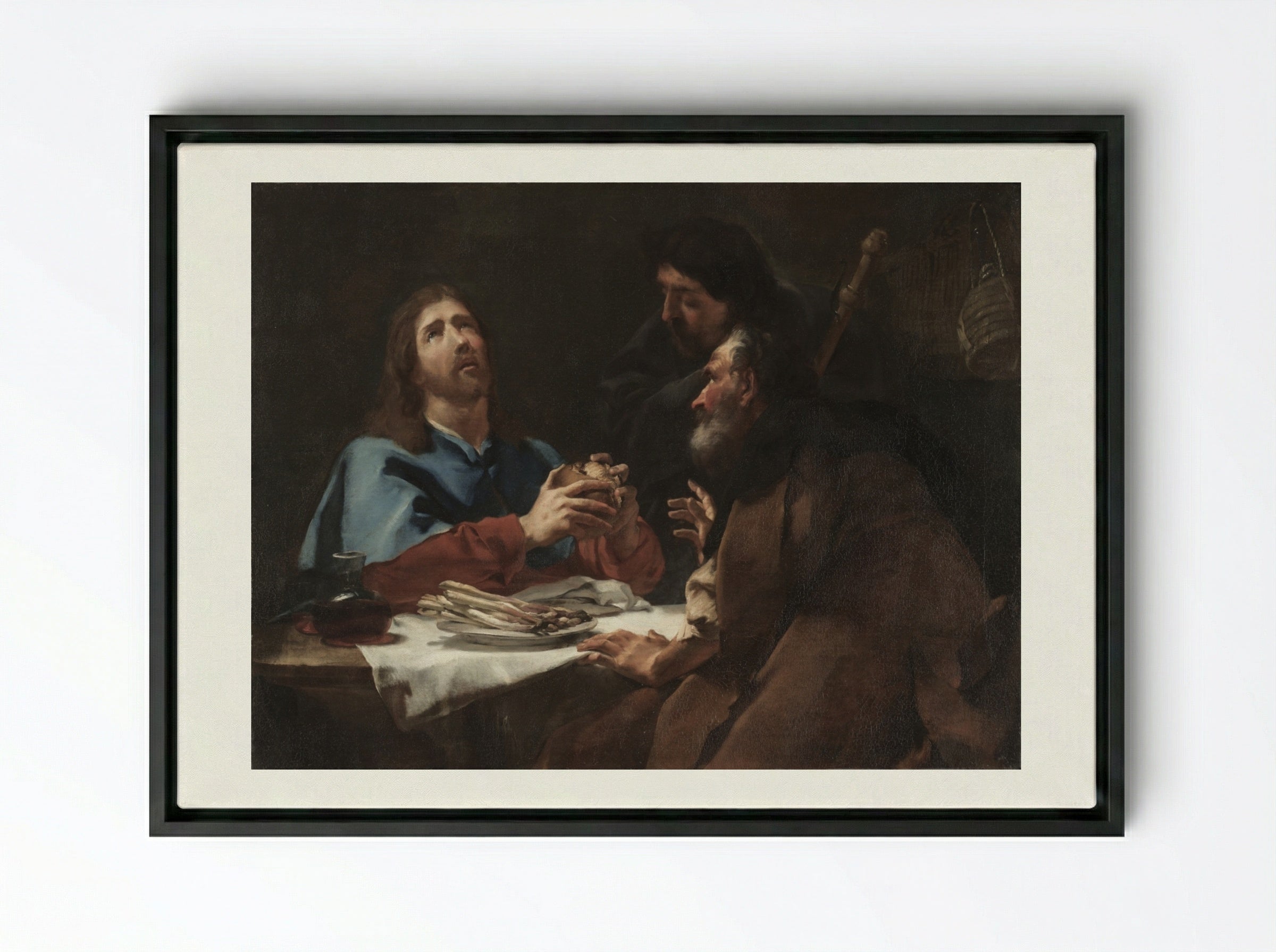 The Supper at Emmaus - Giovanni Battista Piazzetta - Framed Canvas Black