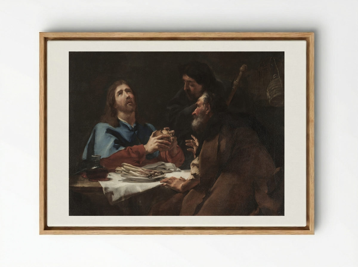 The Supper at Emmaus - Giovanni Battista Piazzetta - Framed Canvas Wood