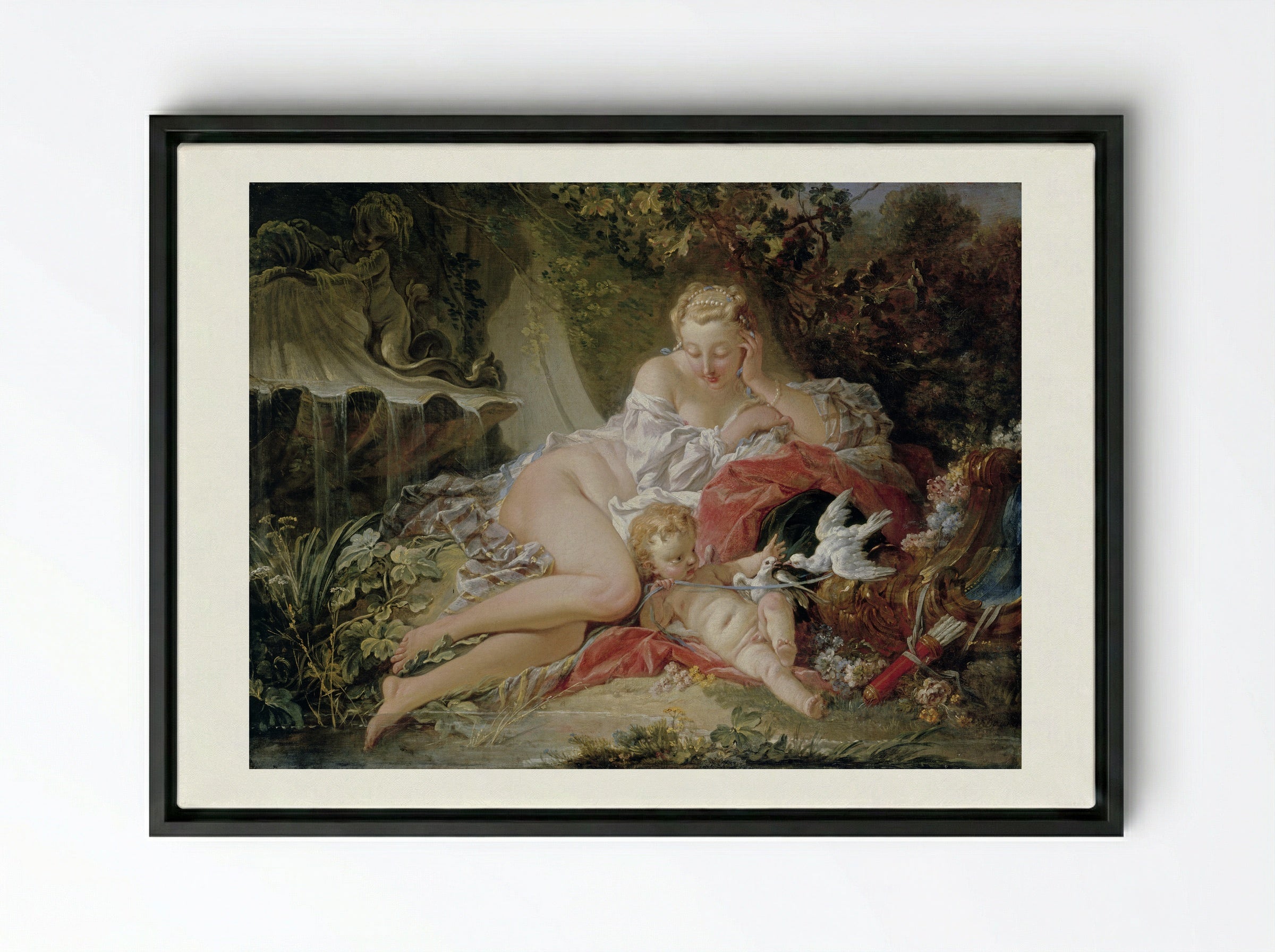 Venus and Cupid - François Boucher - Framed Canvas Black