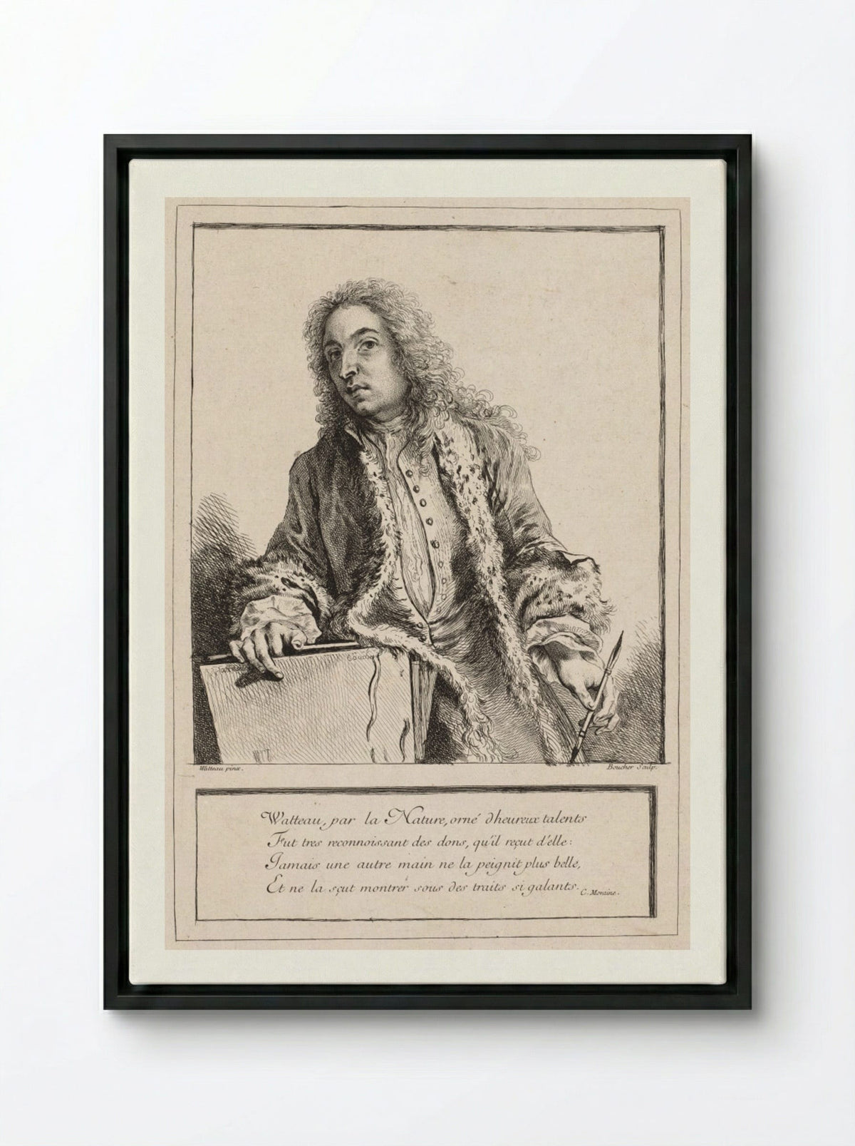 Antoine Watteau - François Boucher - Framed Canvas Black