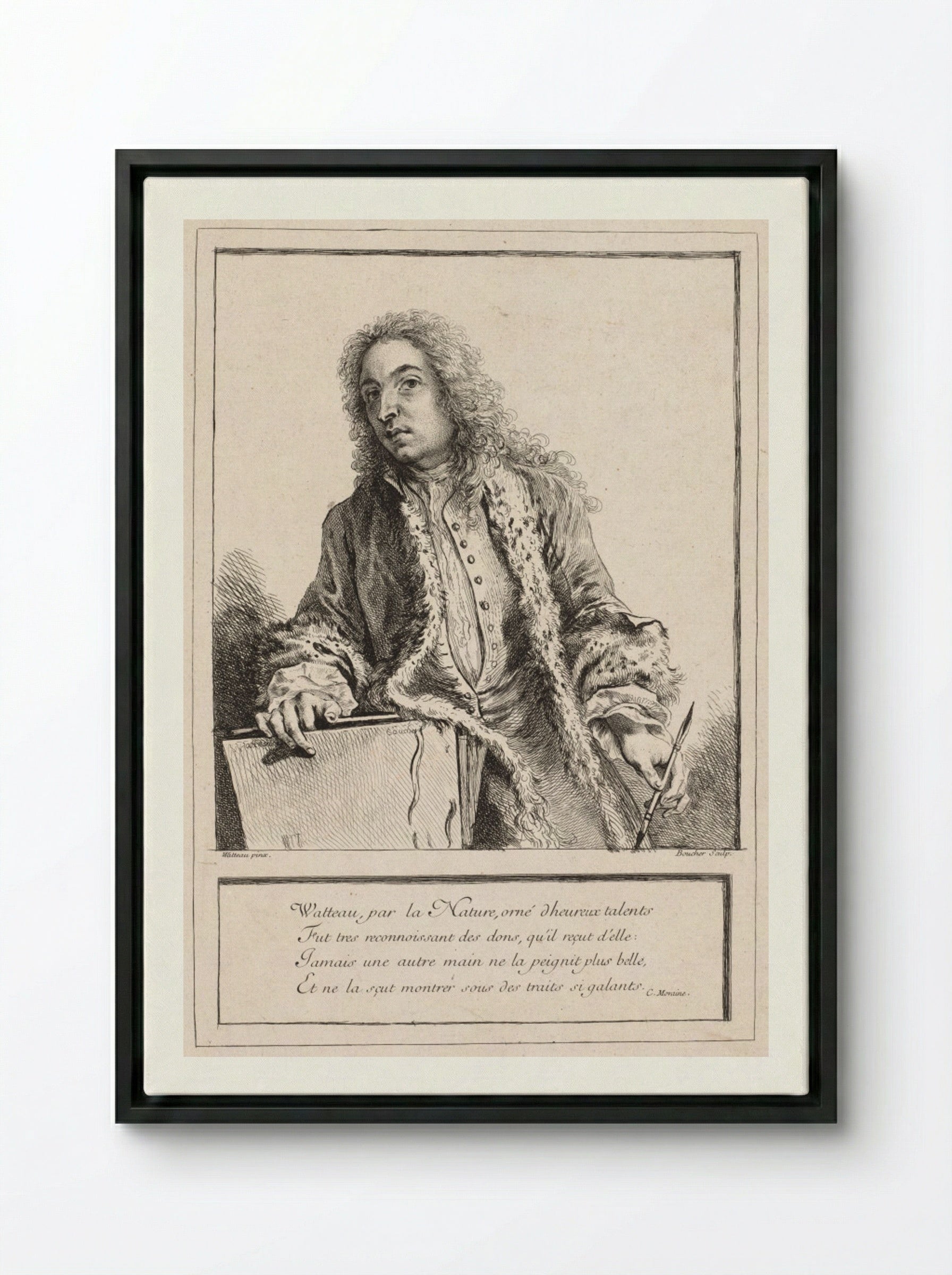 Antoine Watteau - François Boucher - Framed Canvas Black
