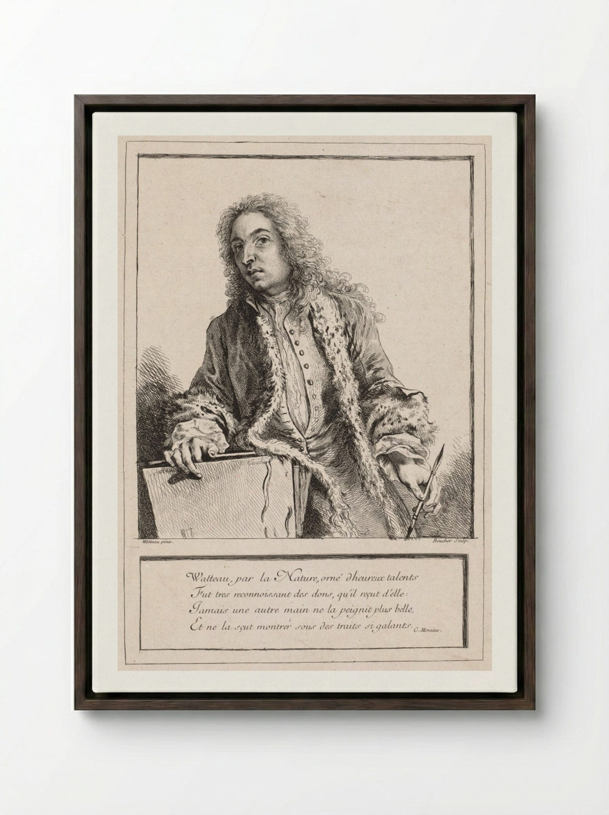 Antoine Watteau - François Boucher - Framed Canvas Dark Wood