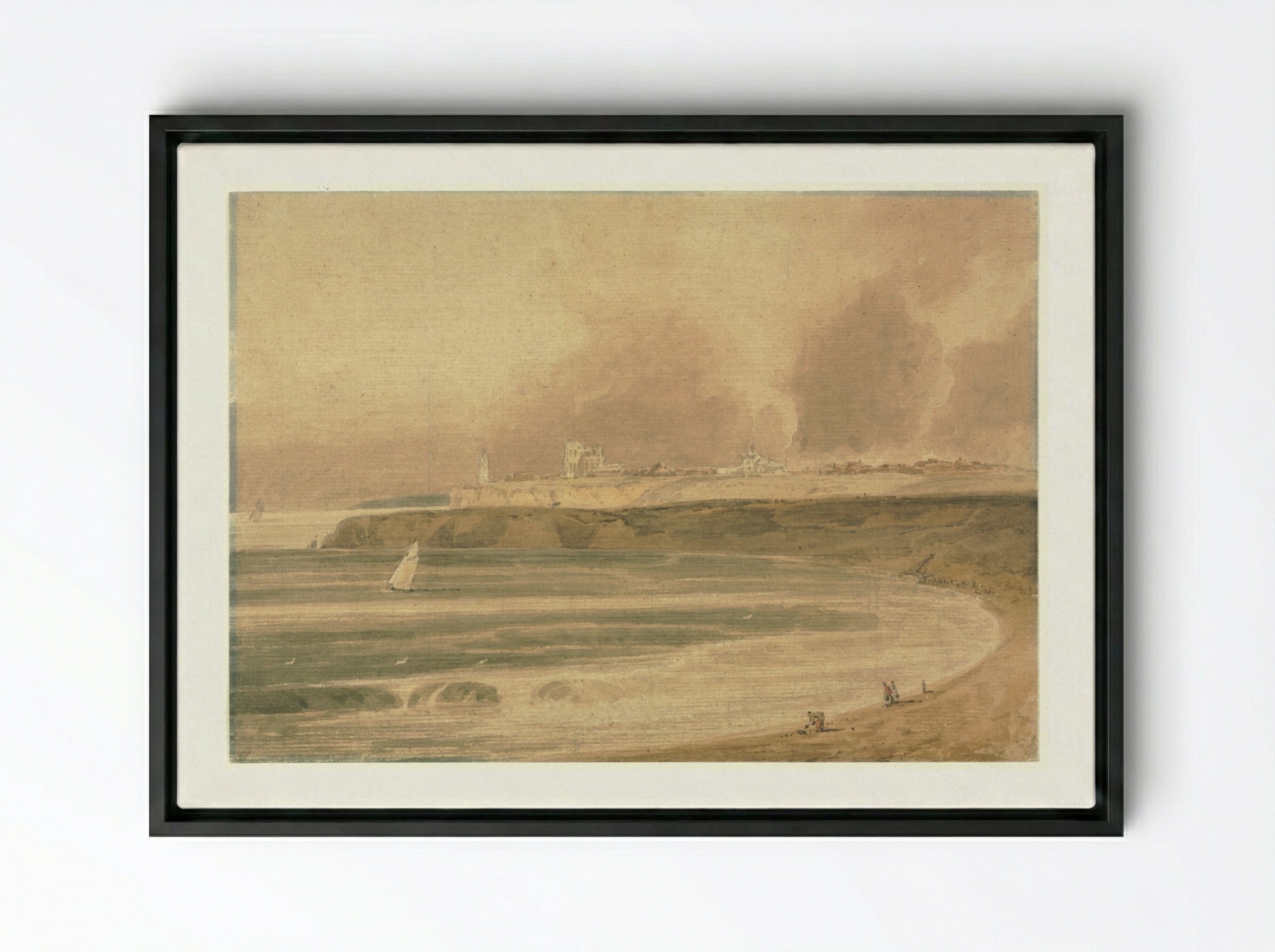 Tynemouth, Northumberland - Thomas Girtin - Framed Canvas Black