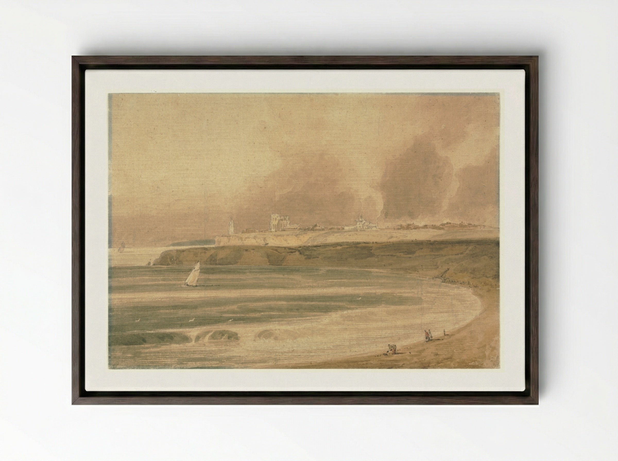 Tynemouth, Northumberland - Thomas Girtin - Framed Canvas Dark Wood