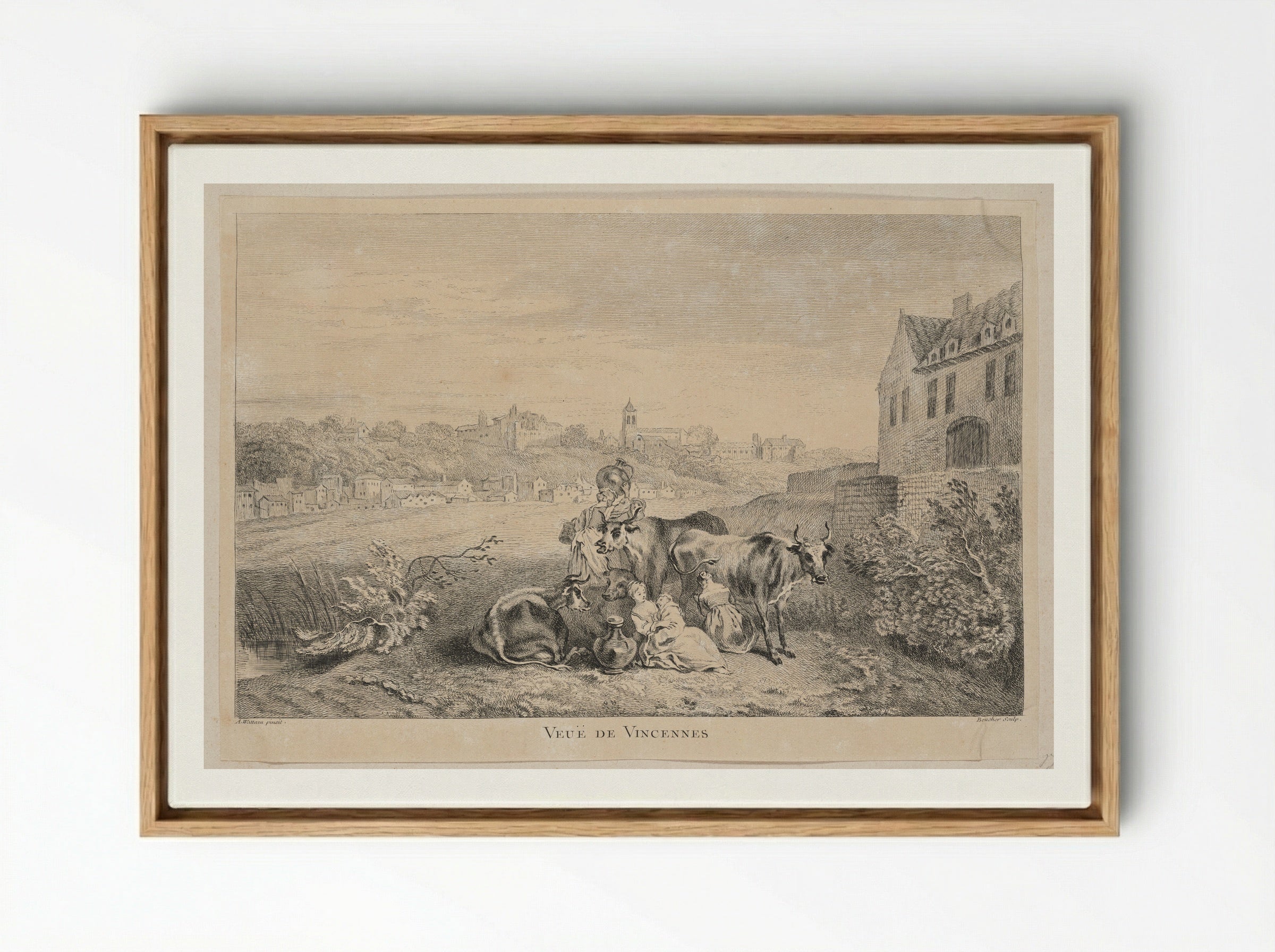 Veuë de Vincennes - François Boucher - Framed Canvas Wood