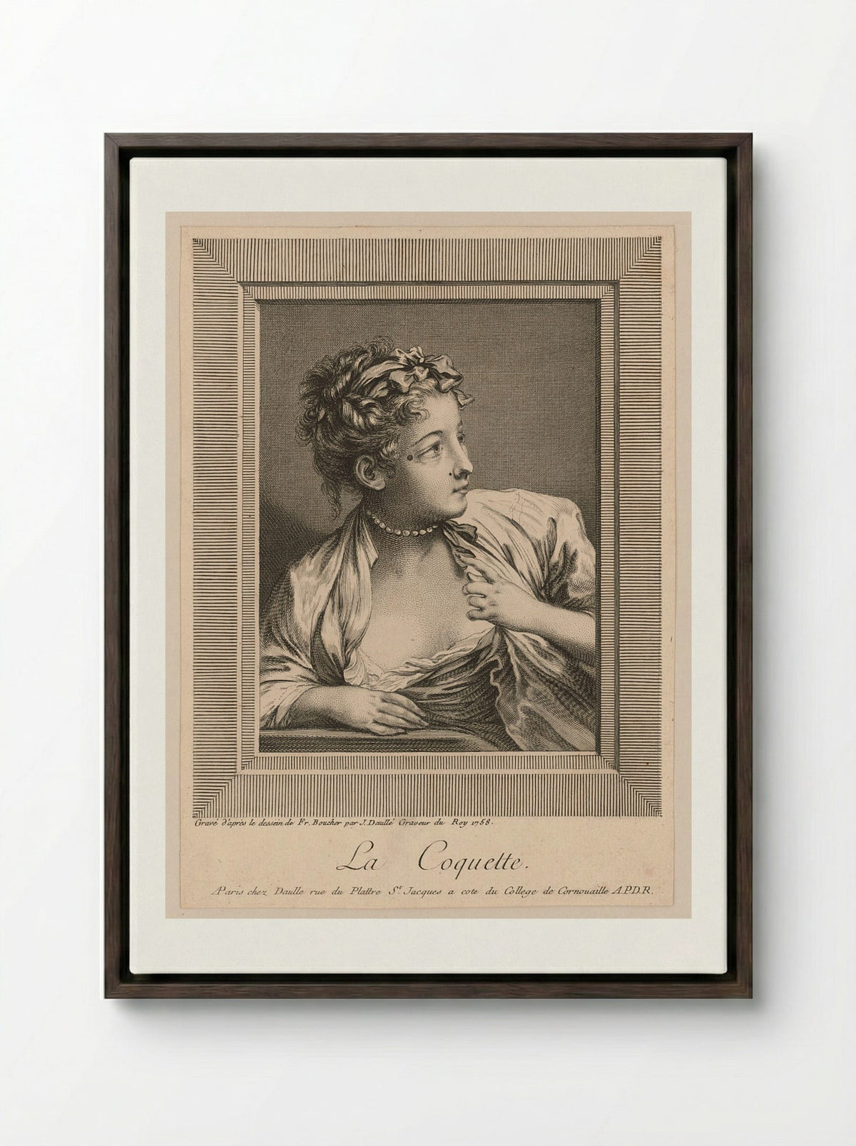 The Coquette - François Boucher - Framed Canvas Dark Wood