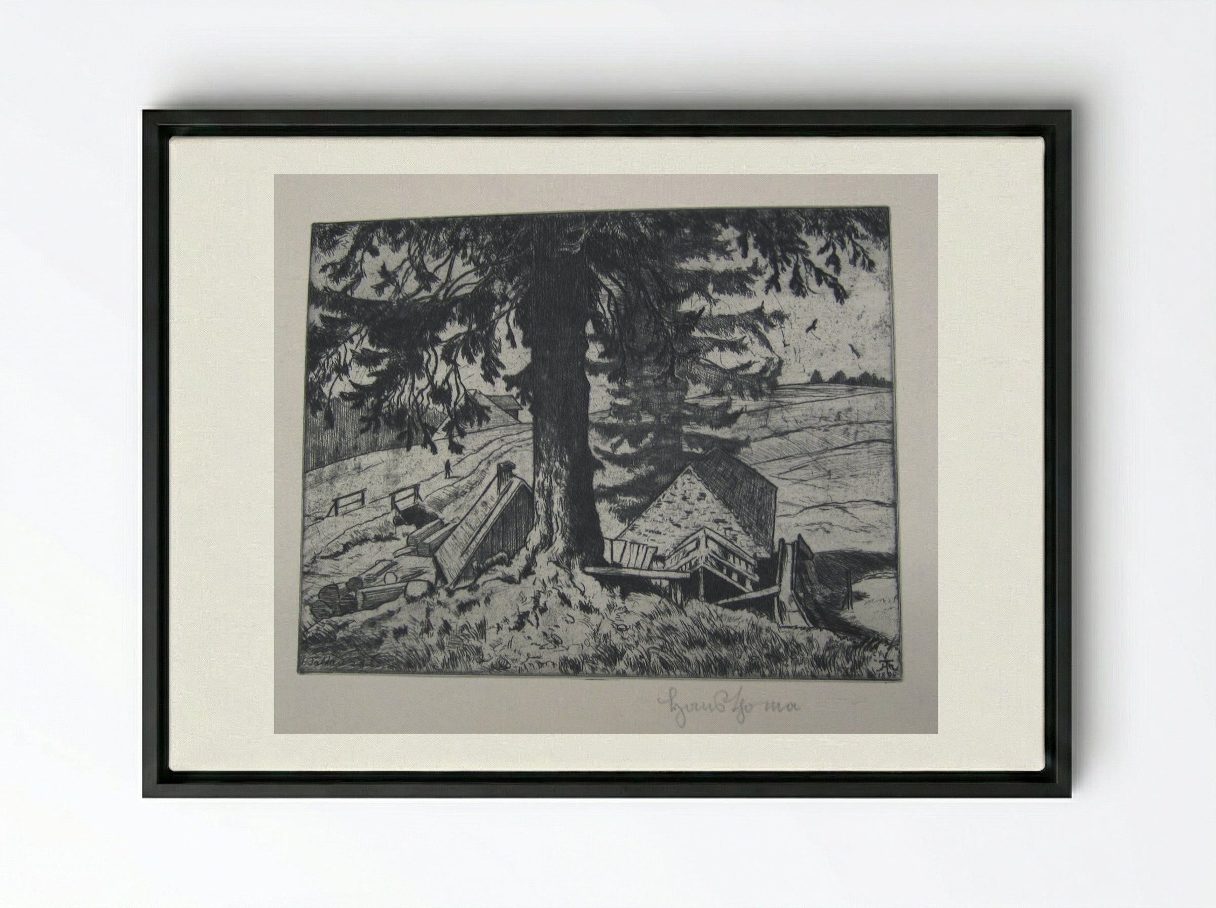 Saw Mill (Falkau) - Hans Thoma - Framed Canvas Black