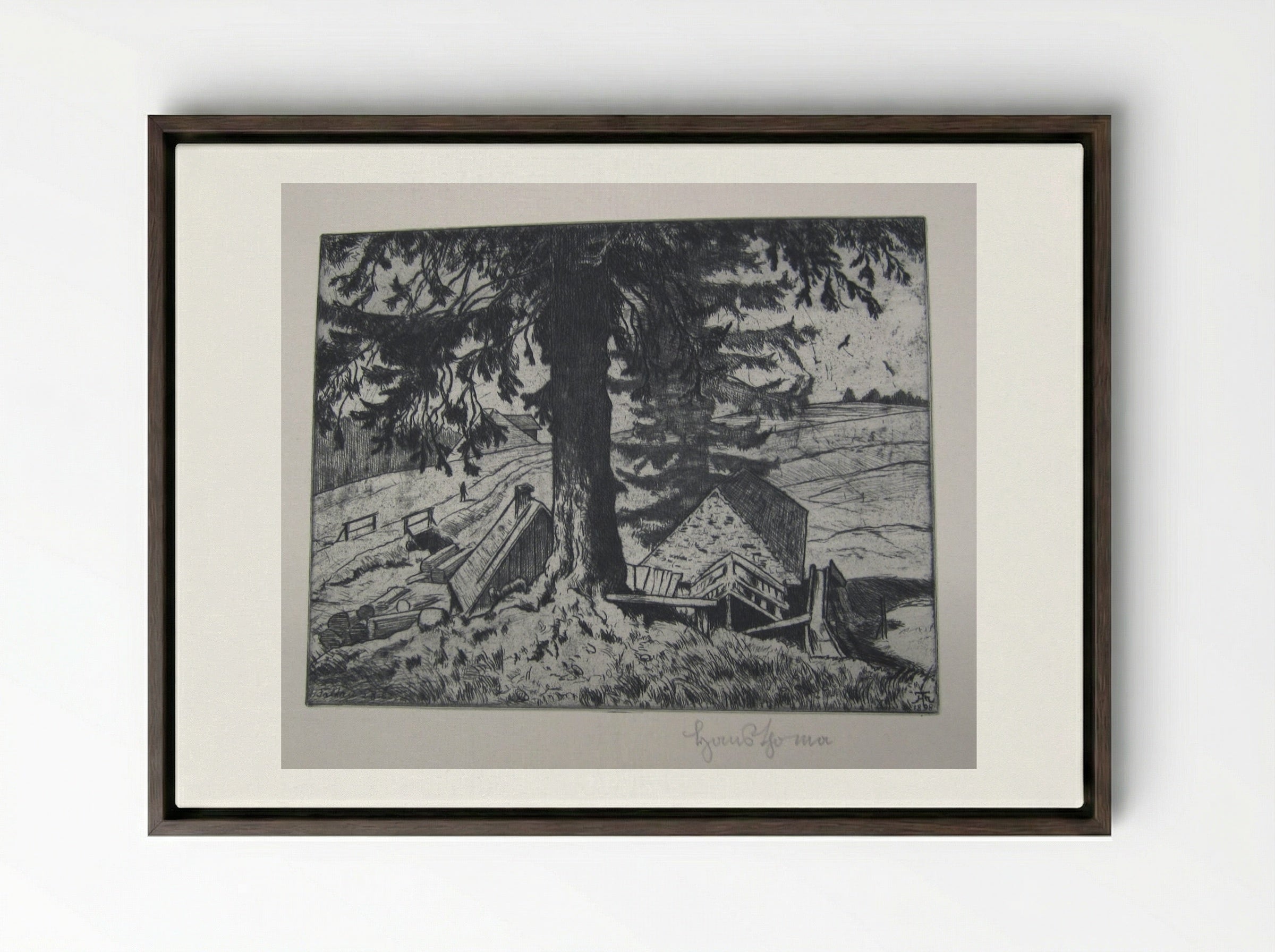 Saw Mill (Falkau) - Hans Thoma - Framed Canvas Dark Wood