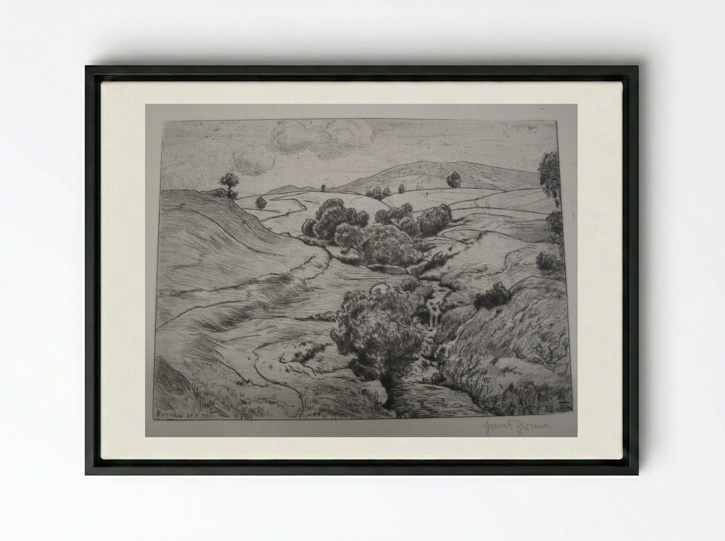 Little Brook in Bernau - Hans Thoma - Framed Canvas Black