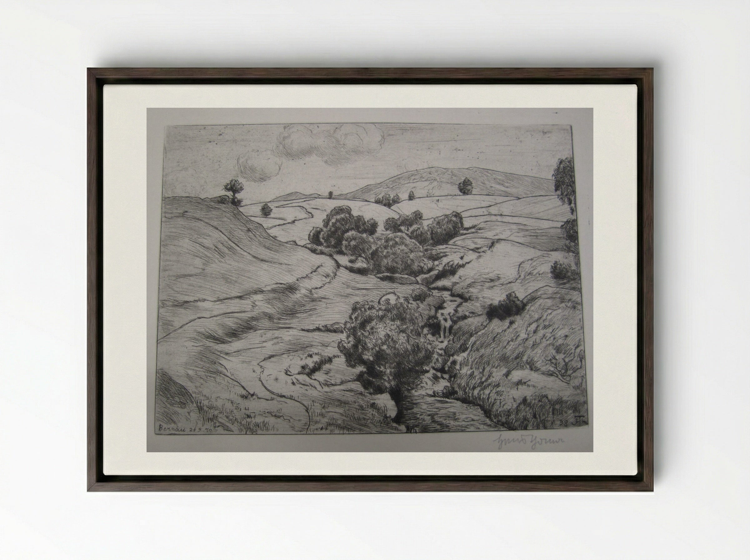 Little Brook in Bernau - Hans Thoma - Framed Canvas Dark Wood