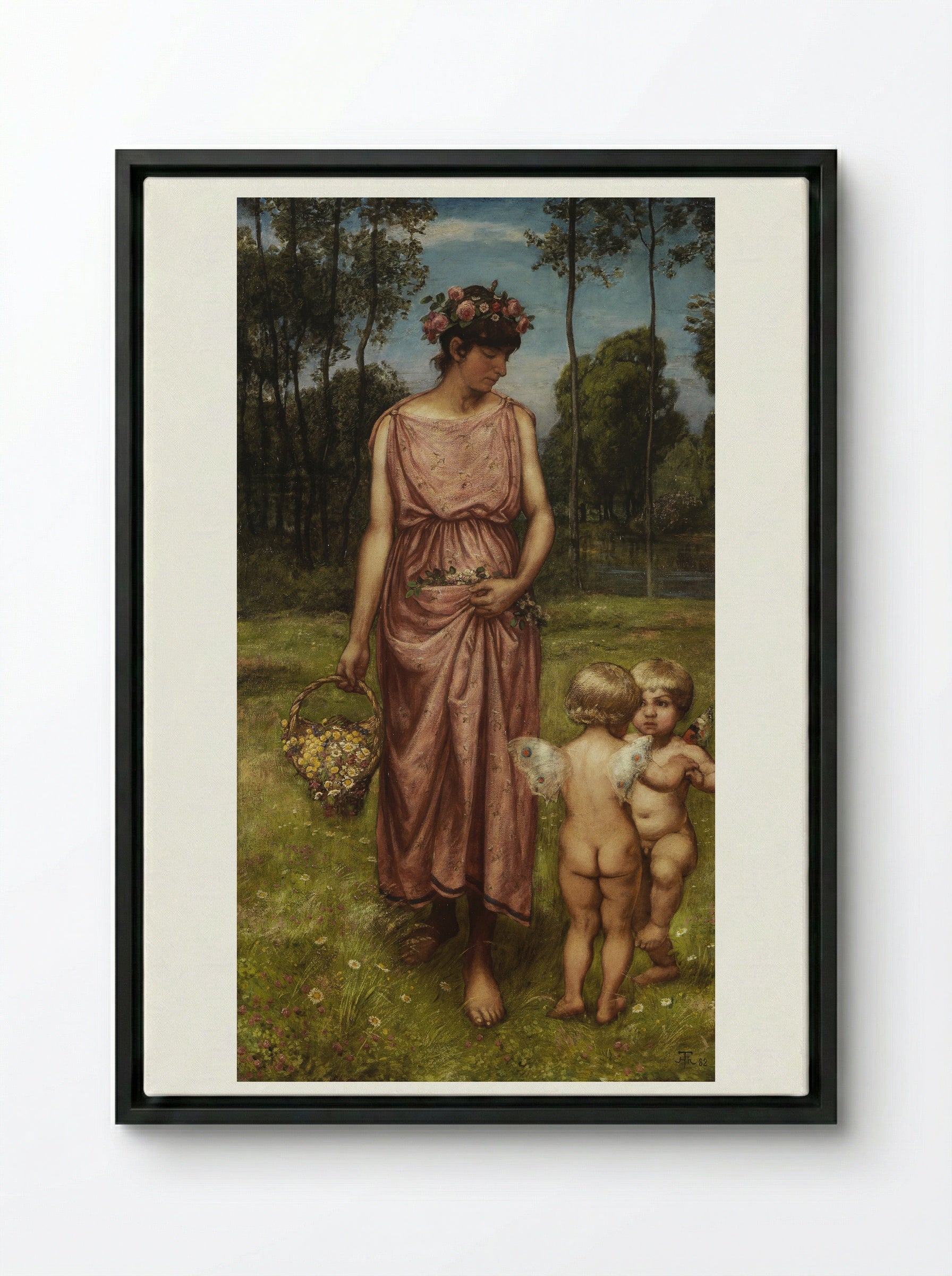 Flora - Hans Thoma - Framed Canvas Black