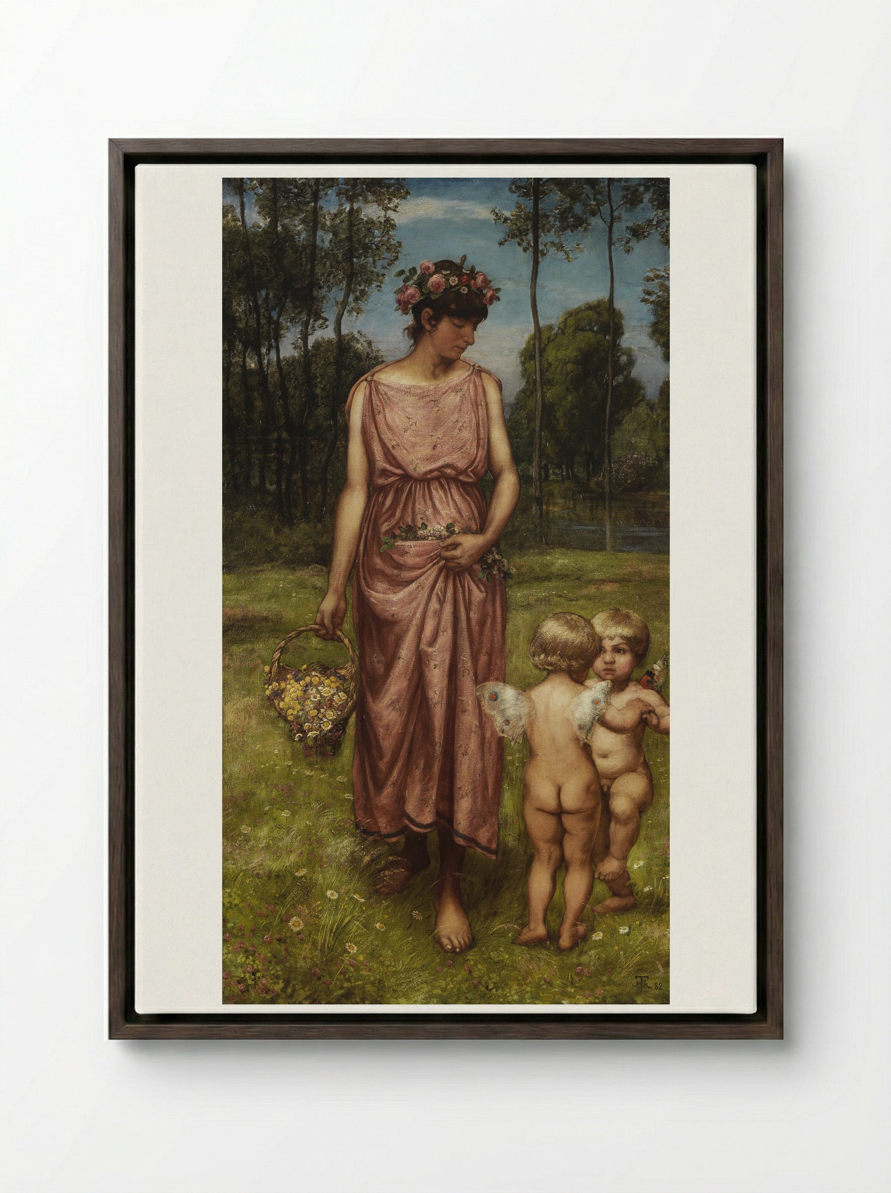 Flora - Hans Thoma - Framed Canvas Dark Wood