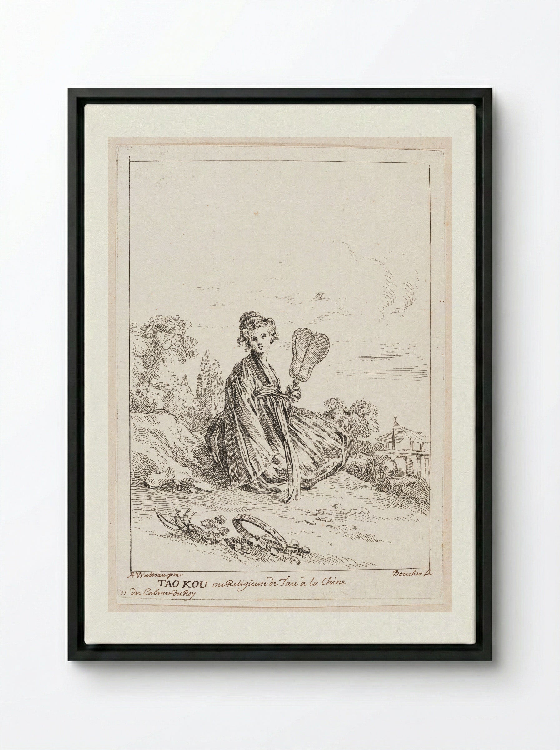 Tao Kou ou Religieuse de Tau à la Chine - François Boucher - Framed Canvas Black